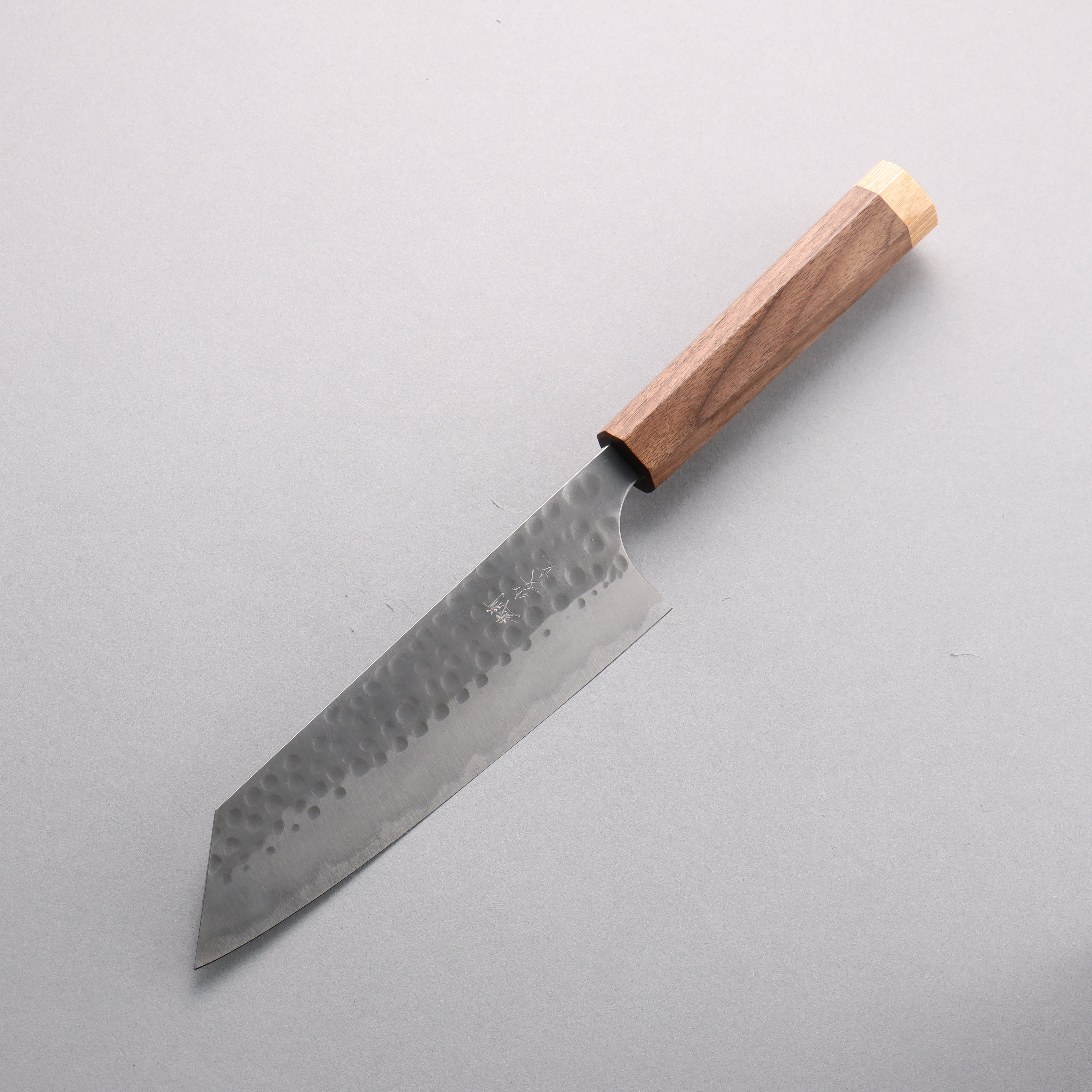 Anryu Blue Super Hammered Bunka 170mm Walnut (White End Ferrule) Handle - Seisuke Knife