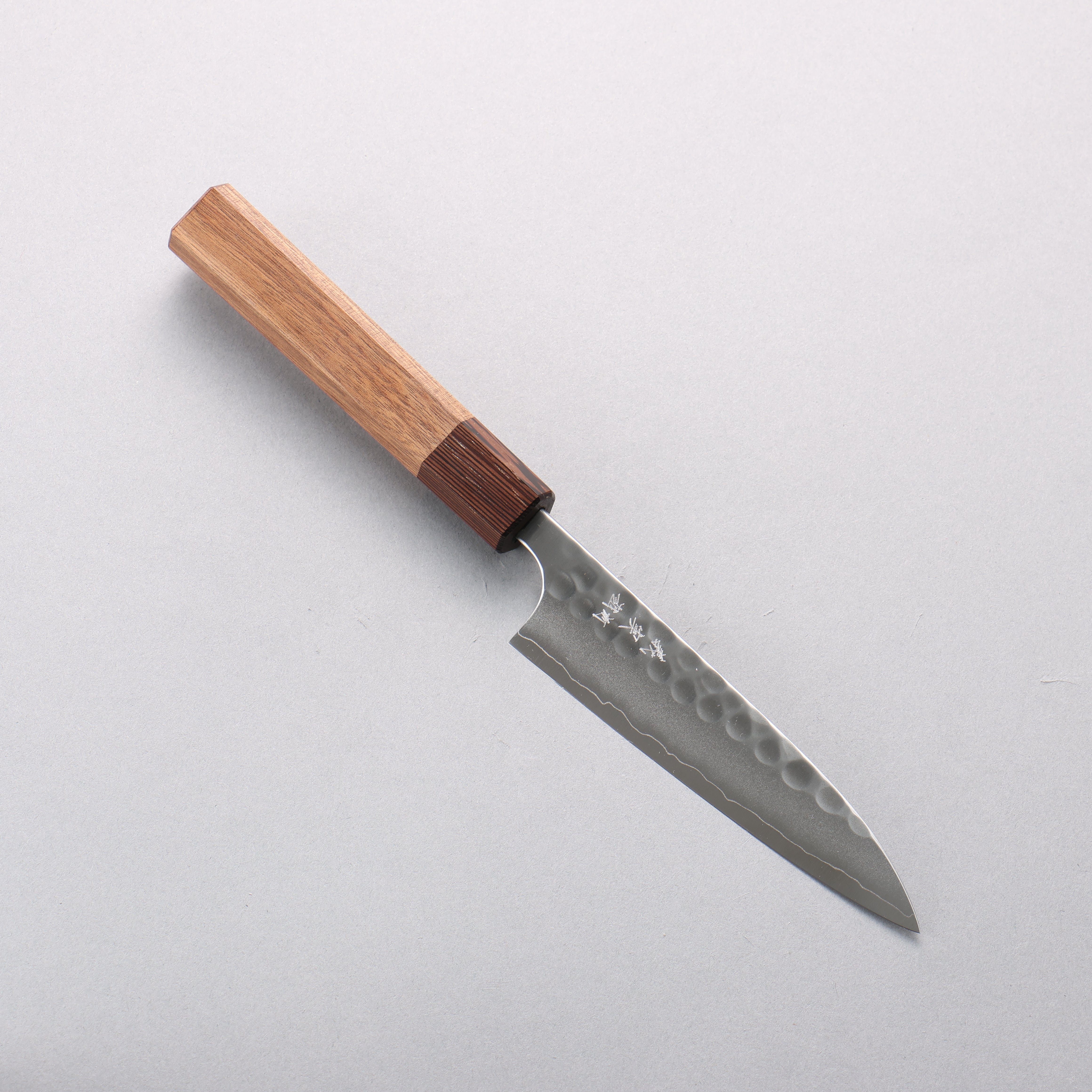 Yoshimi Kato Silver Steel No.3 Maru Hammered Migaki Finished Petty-Utility 120mm Walnut & Wenge Handle - Seisuke Knife