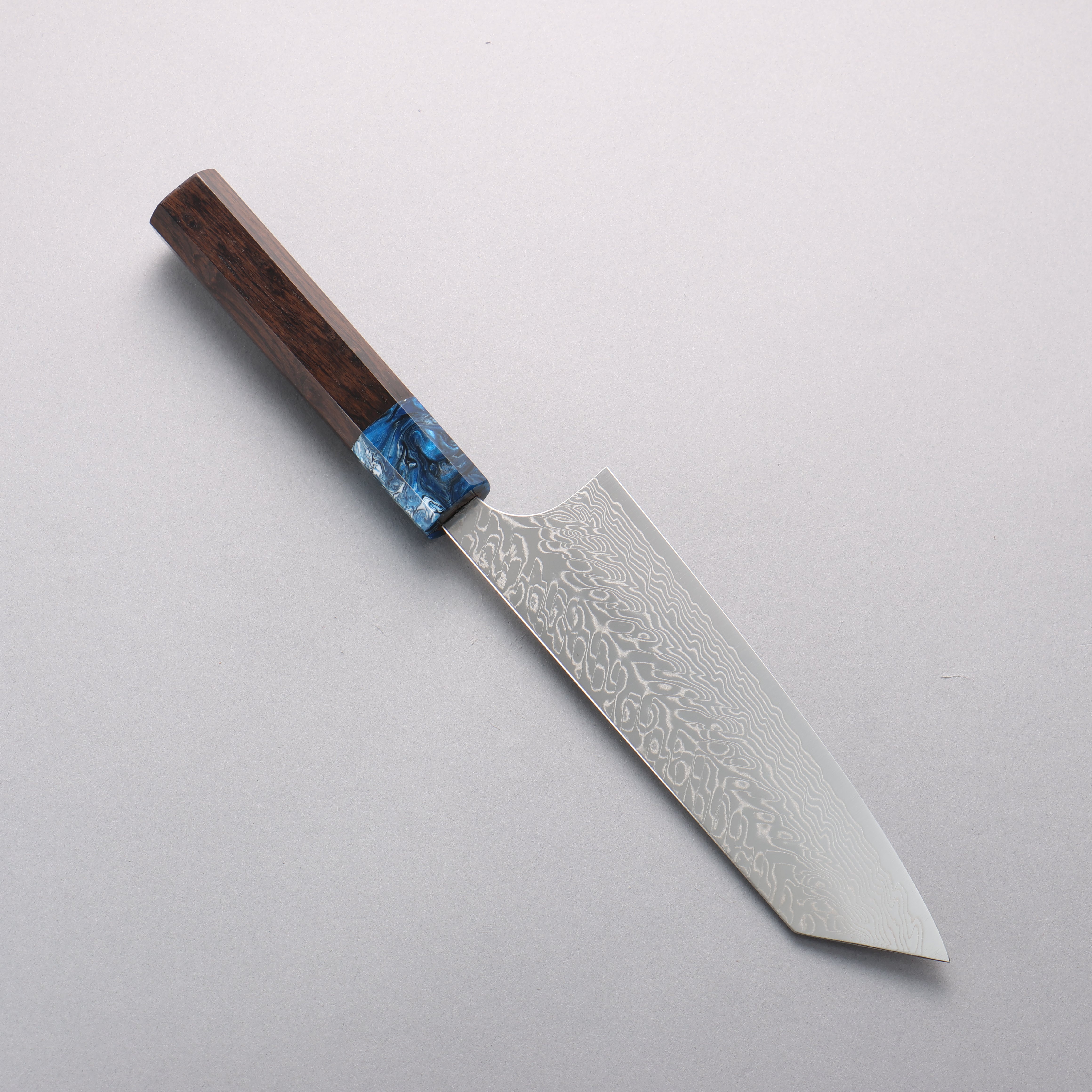Yoshimi Kato SG2 Damascus Migaki Polish Finish Bunka 170mm Ebony (ferrule: Blue Marble Resin) Handle - Seisuke Knife