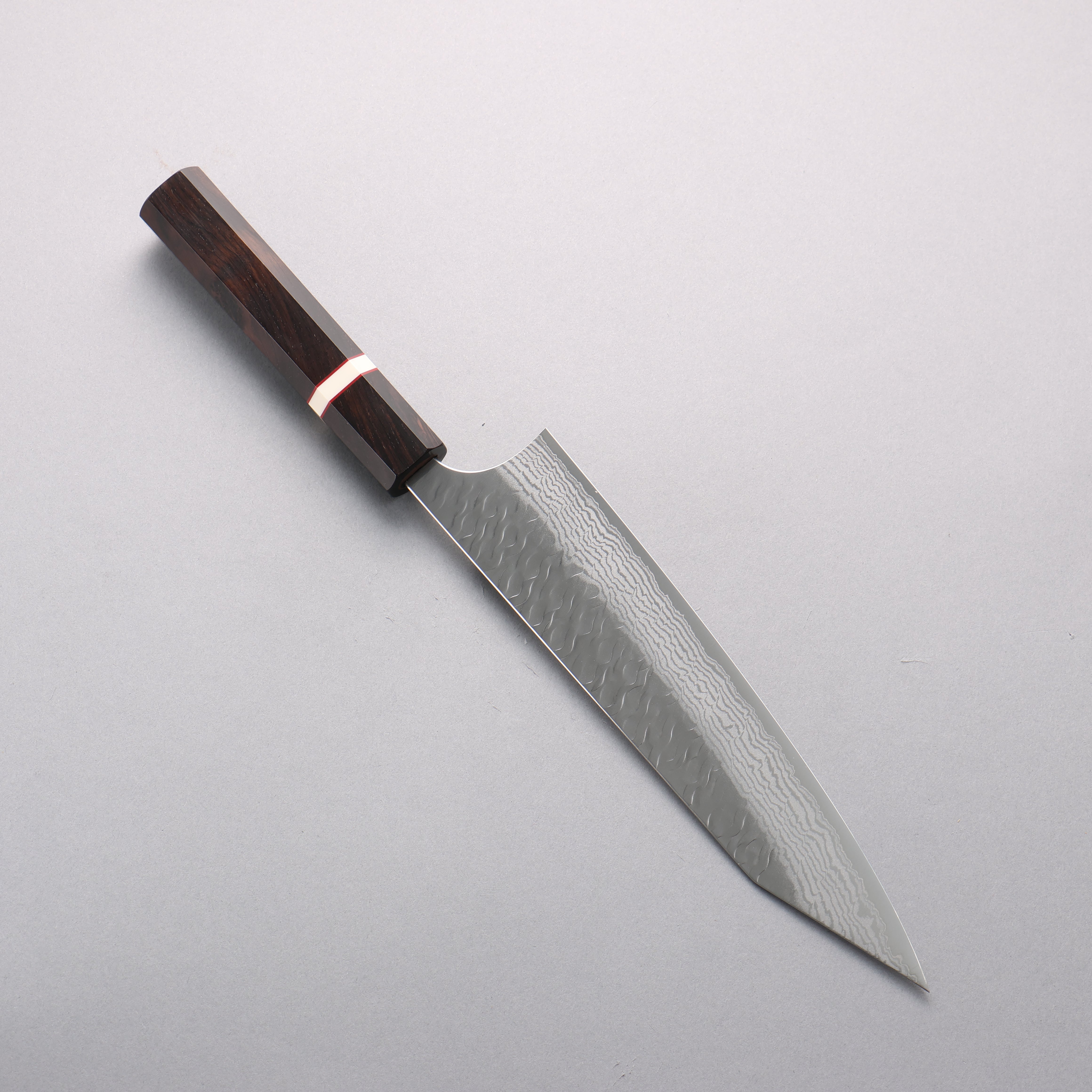 Yoshimi Kato Nami VG-XEOS Hammered Damascus Kiritsuke Gyuto 210mm Ebony (White Ring) Handle - Seisuke Knife