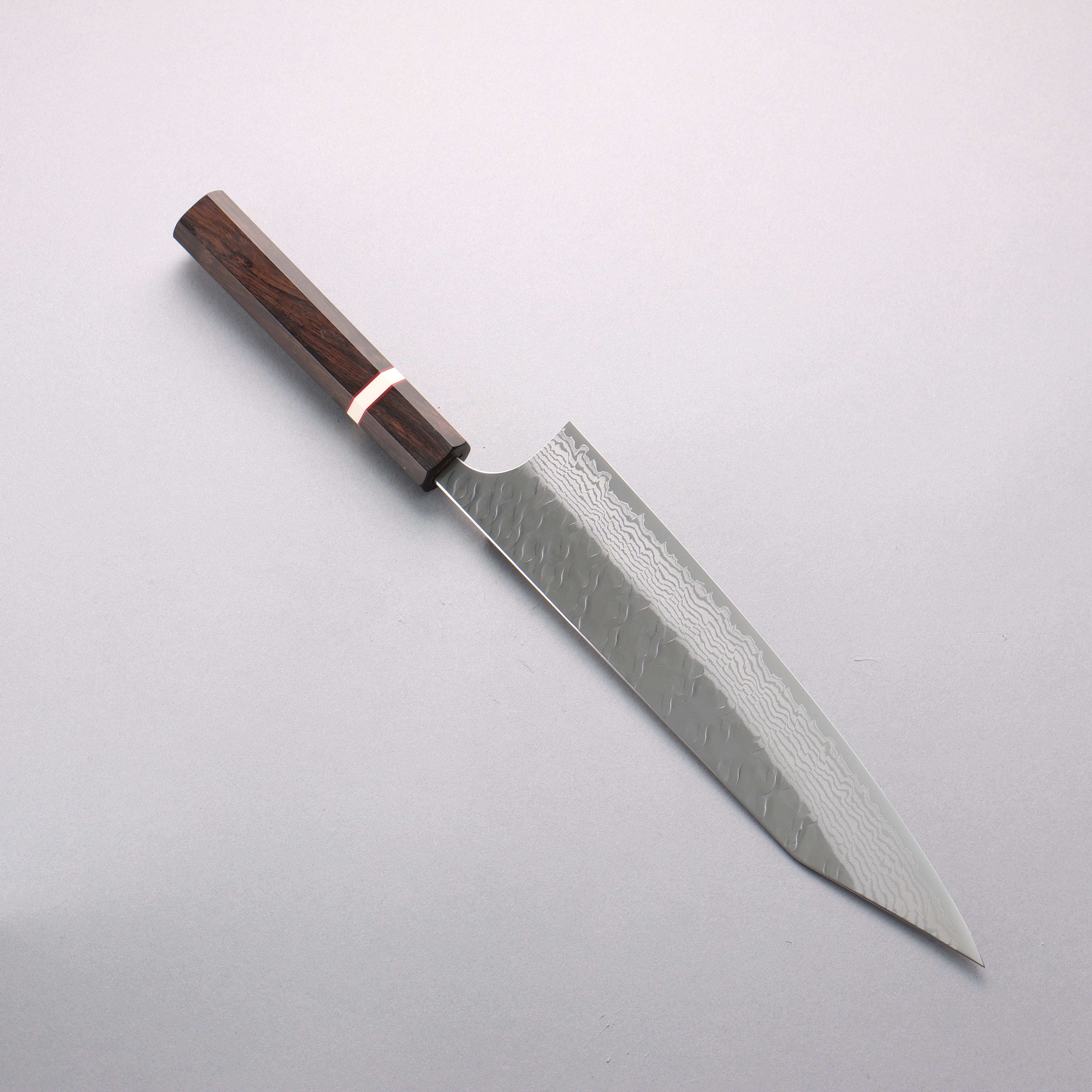 Yoshimi Kato Nami VG-XEOS Hammered Damascus Kiritsuke Gyuto 240mm Ebony (White Ring) Handle - Seisuke Knife