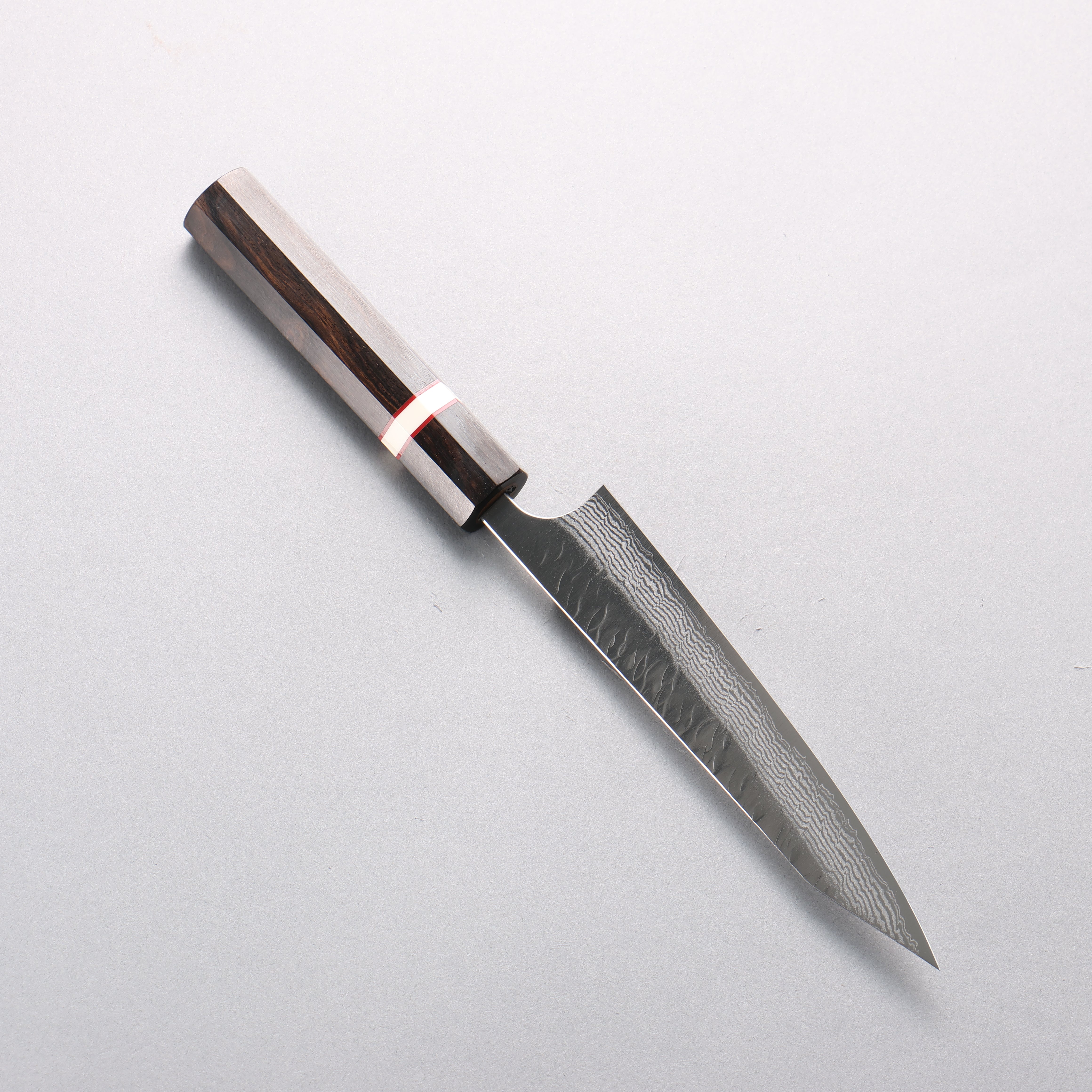 Yoshimi Kato Nami VG-XEOS Hammered Damascus Kiritsuke Petty-Utility 150mm Ebony (White Ring) Handle - Seisuke Knife