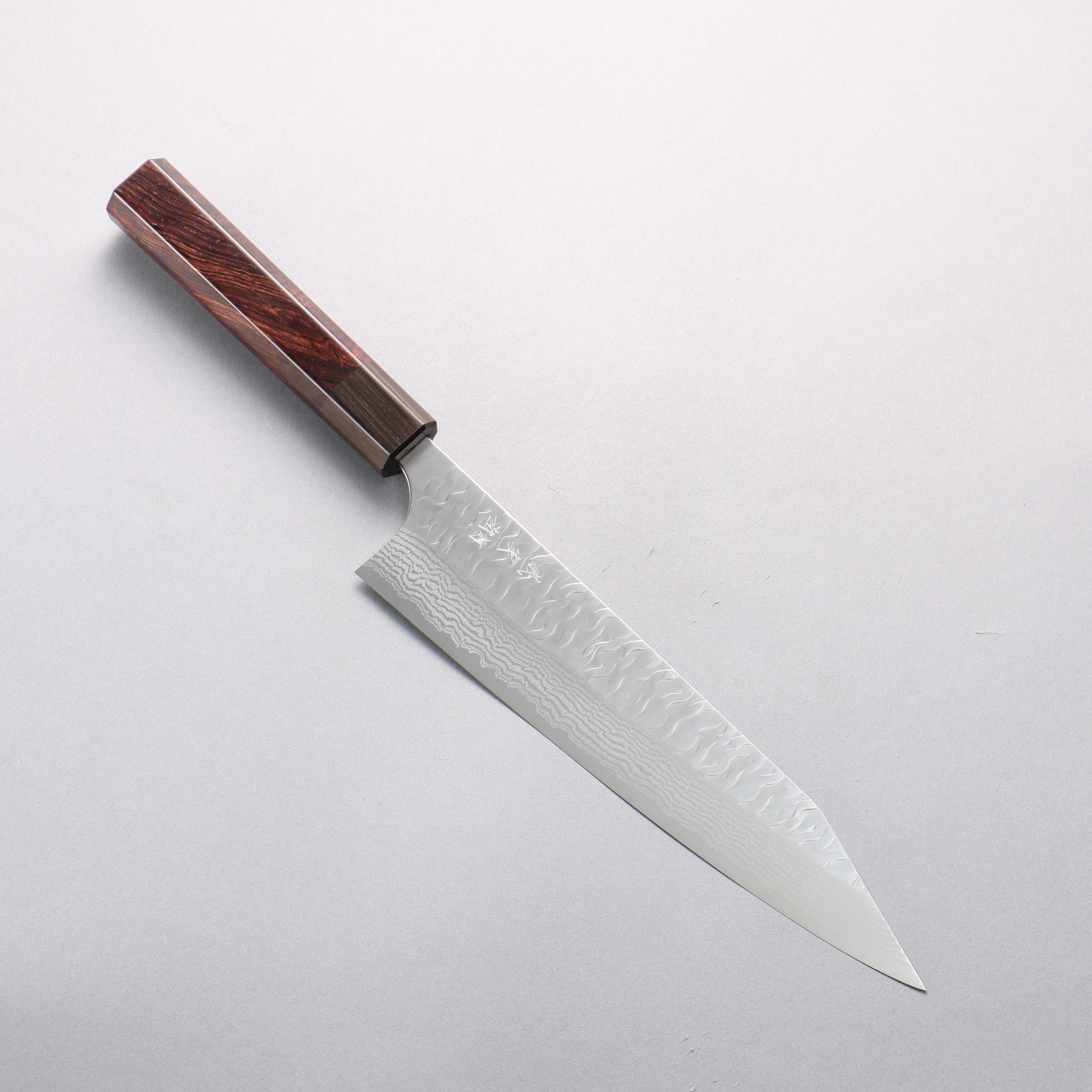 Yoshimi Kato Nami VG-XEOS Hammered Damascus Kiritsuke Gyuto 210mm Rosewood (Ferrule: Ebony) Handle - Seisuke Knife