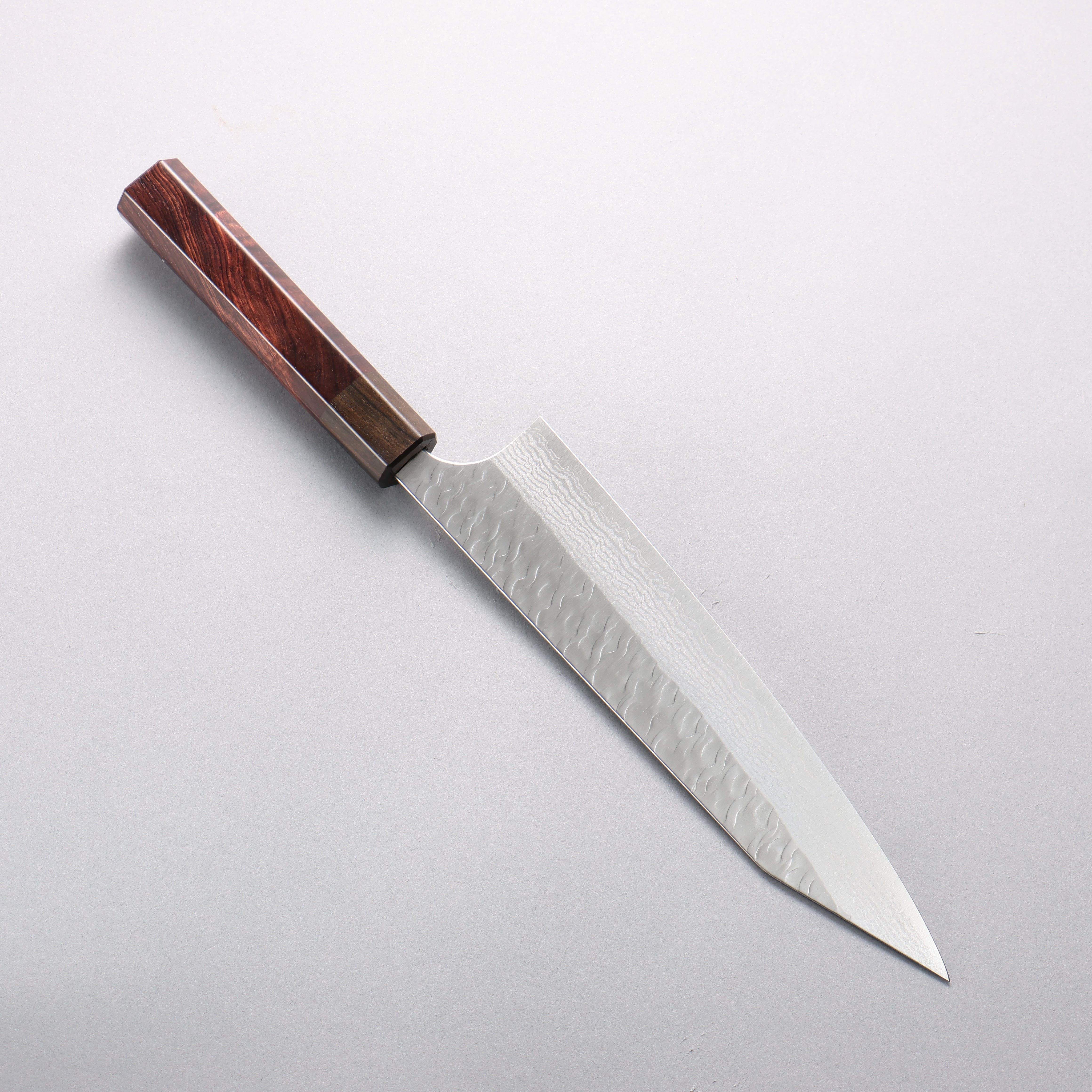 Yoshimi Kato Nami VG-XEOS Hammered Damascus Kiritsuke Gyuto 210mm Rosewood (Ferrule: Ebony) Handle - Seisuke Knife