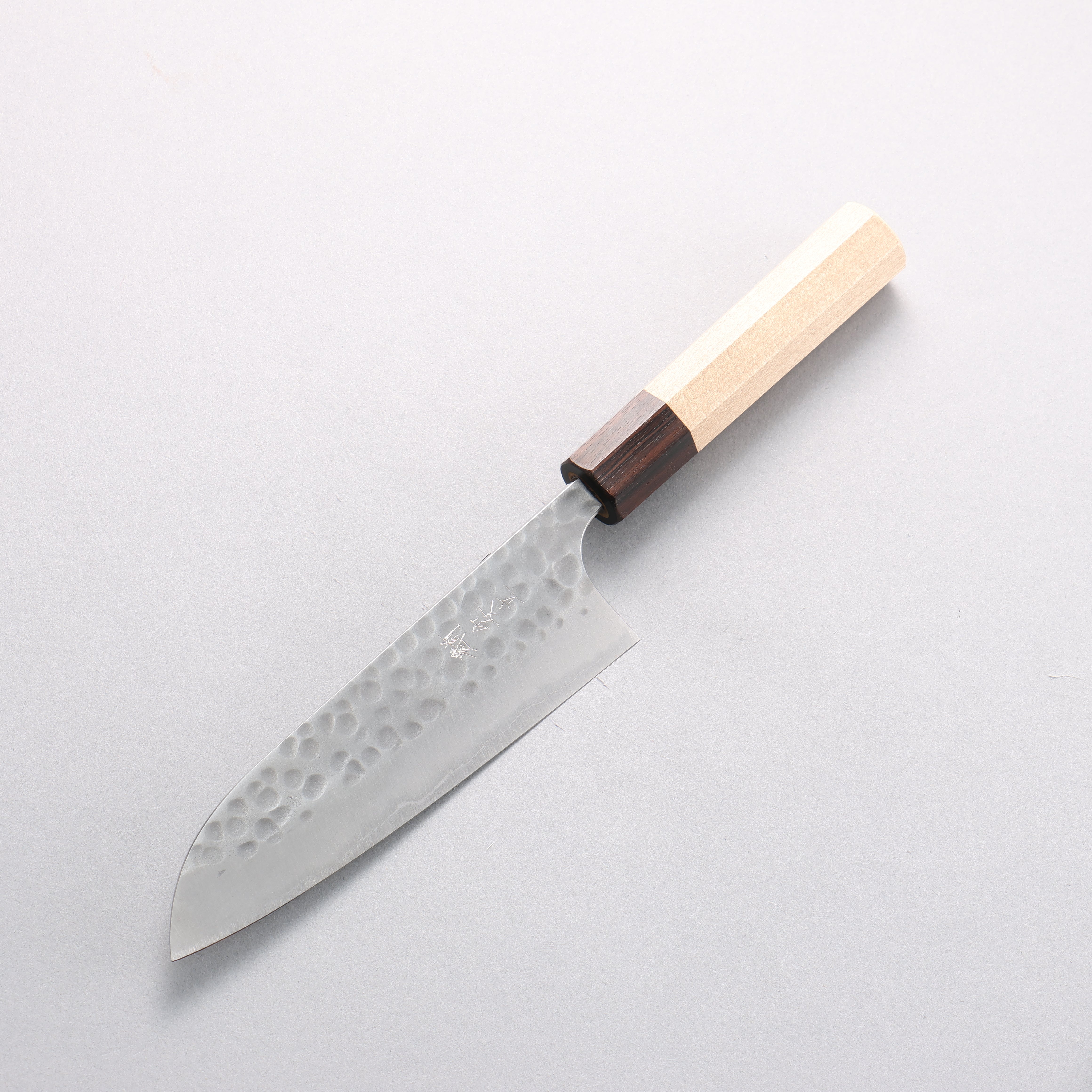 Anryu Blue Super Hammered Migaki Finished Small Santoku 150mm Magnolia (Ferrule: Ebony) Handle - Seisuke Knife