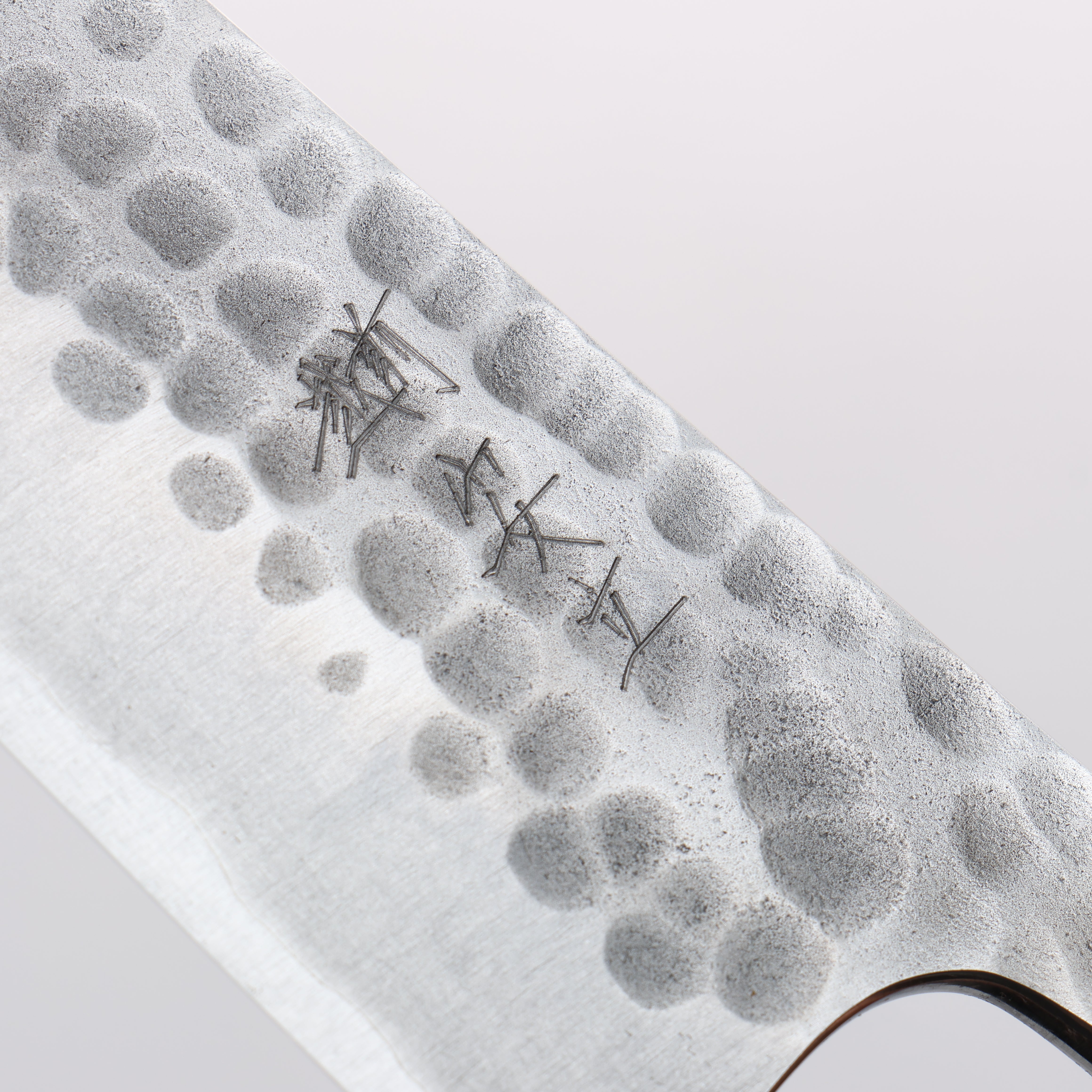 Anryu Blue Super Hammered Migaki Finished Small Santoku 150mm Purpleheart (Ferrule: Oak) Handle - Seisuke Knife