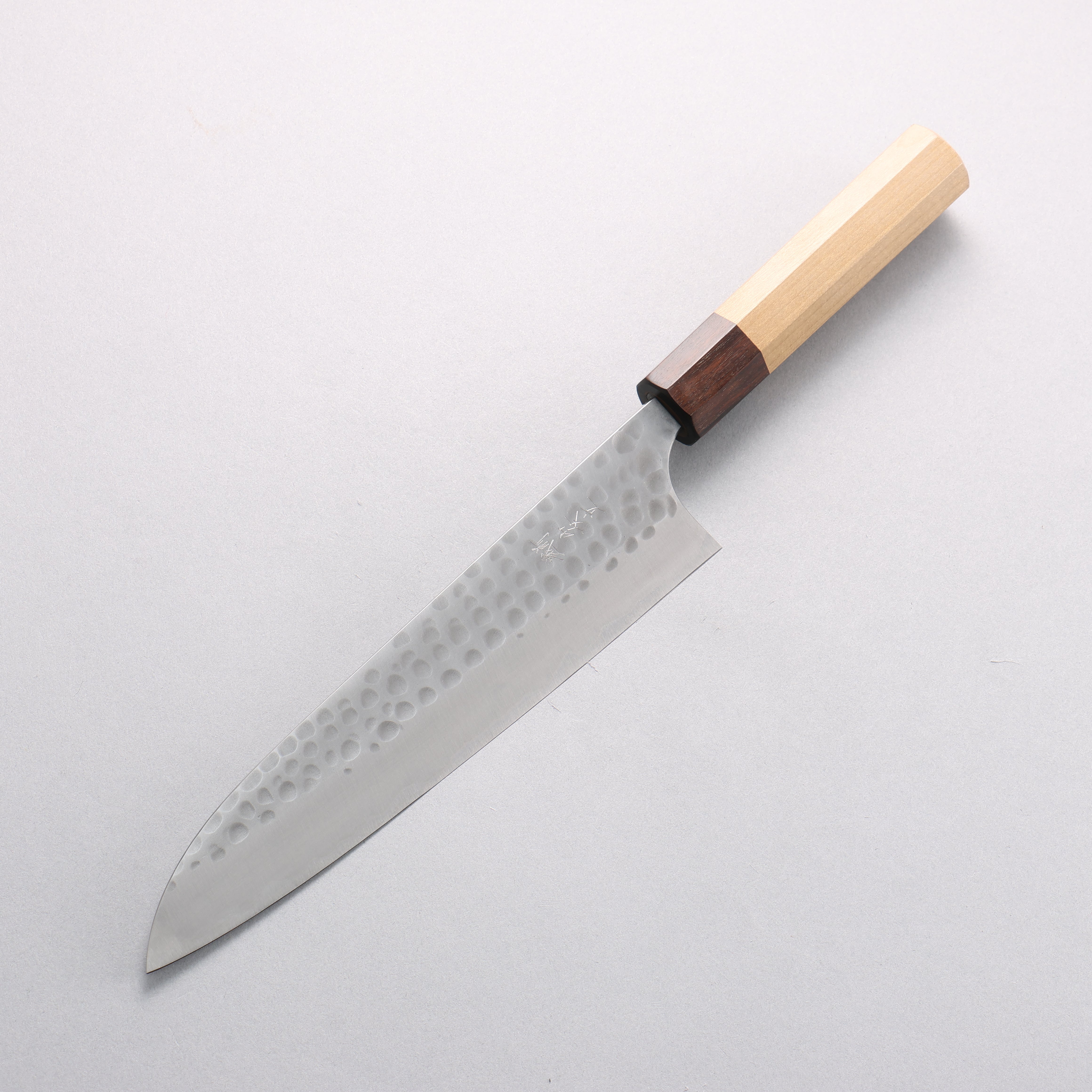 Anryu Blue Super Hammered Migaki Finished Gyuto 210mm Magnolia & Ebony Handle - Seisuke Knife
