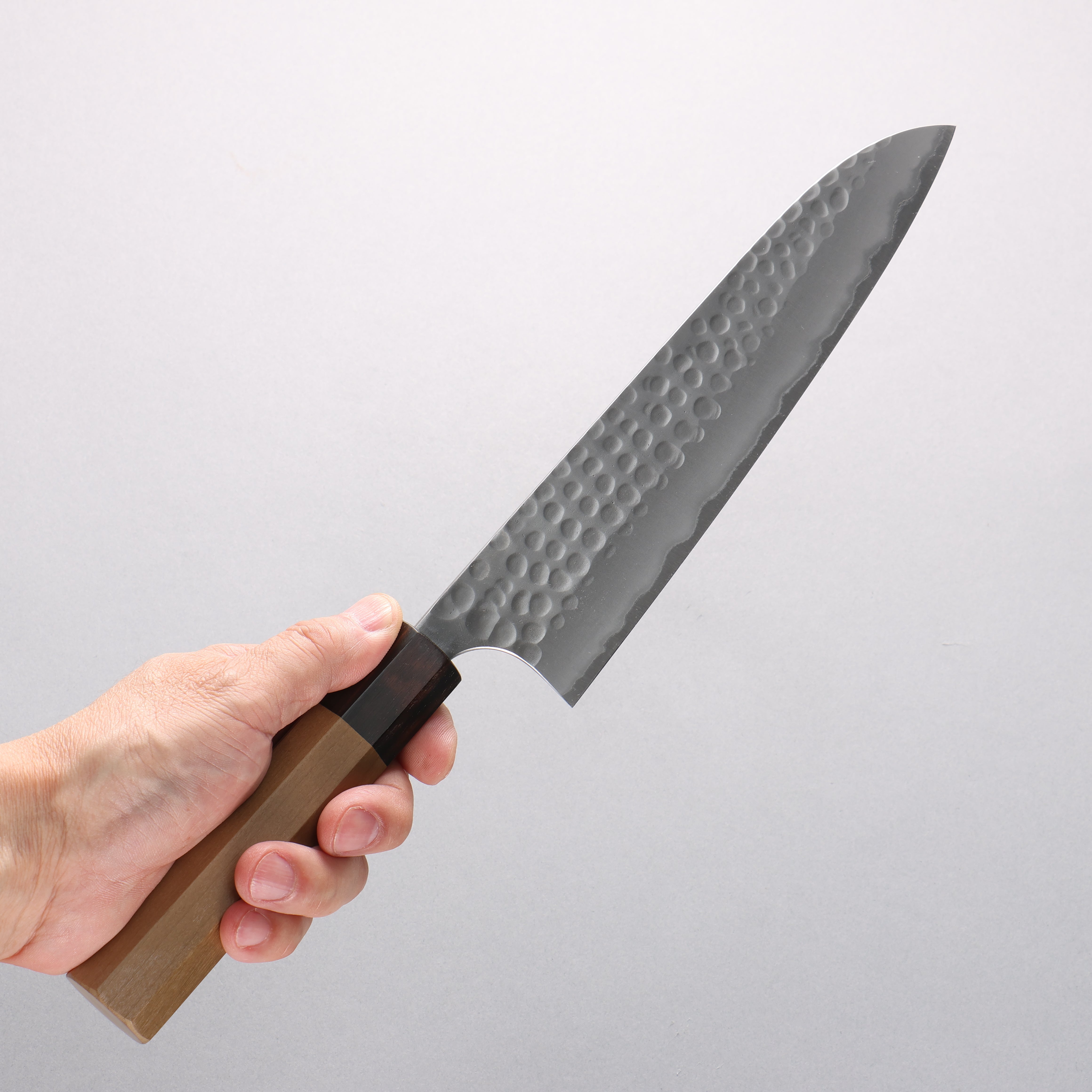 Anryu Blue Super Hammered Migaki Finished Gyuto 210mm Magnolia & Ebony Handle - Seisuke Knife