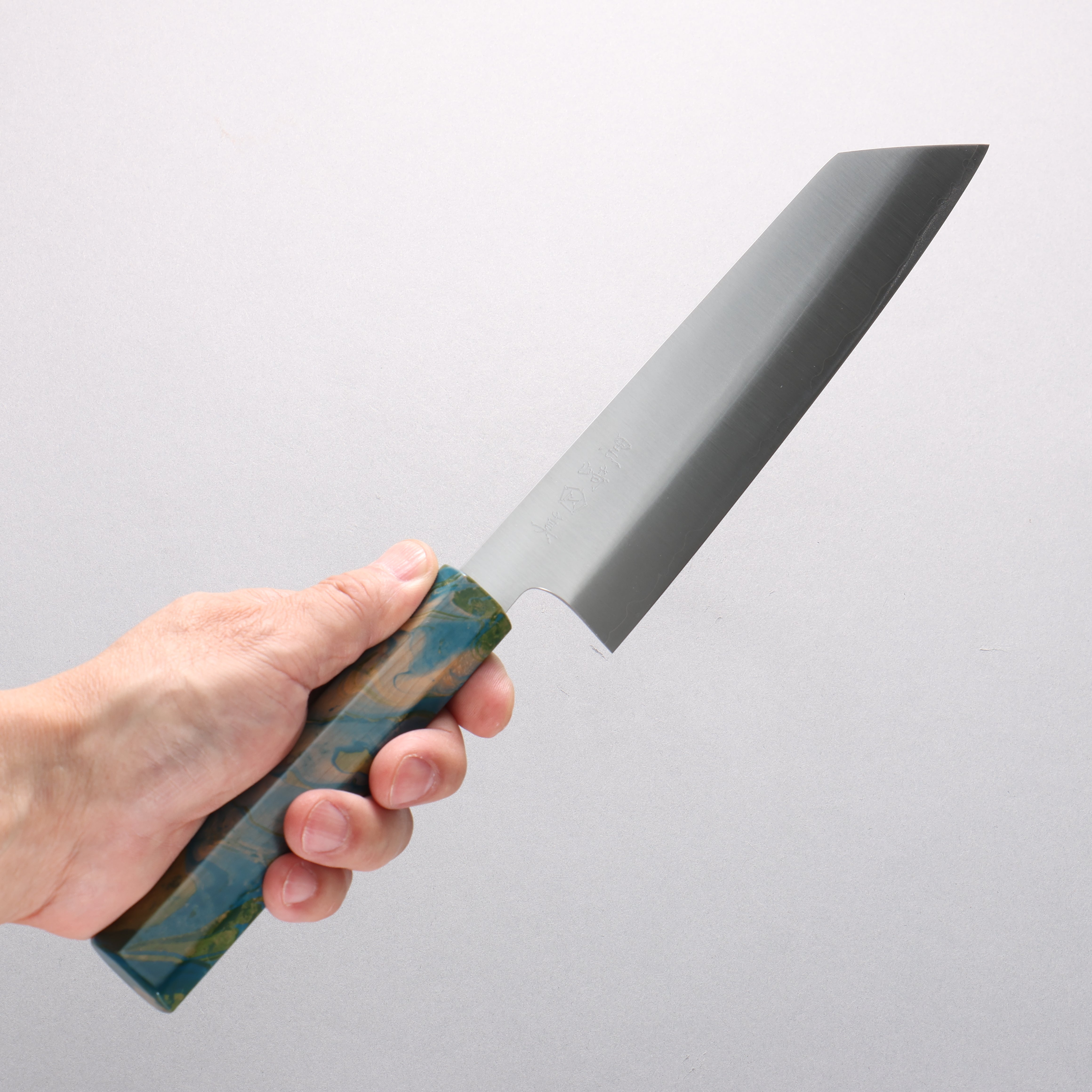 Makoto Kurosaki SG2 Migaki Finished Bunka 180mm Lacquered (Marble pattern: Blue/Green) Handle - Seisuke Knife