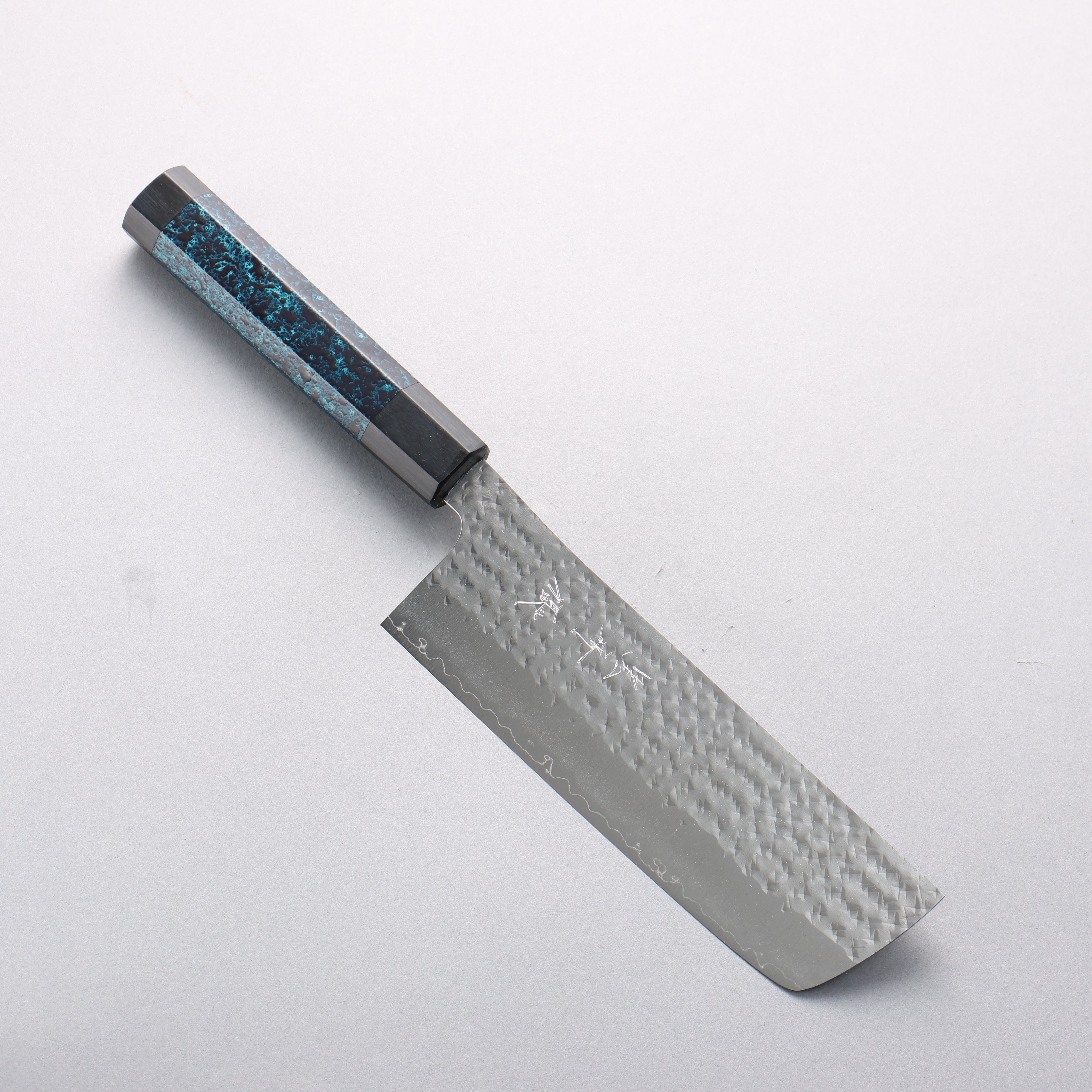 Yu Kurosaki Senko Ei Ai Tenmoku SG2 Hammered Nakiri 165mm Indigo Lacquered (Tenmoku) Handle with Sheath - Seisuke Knife