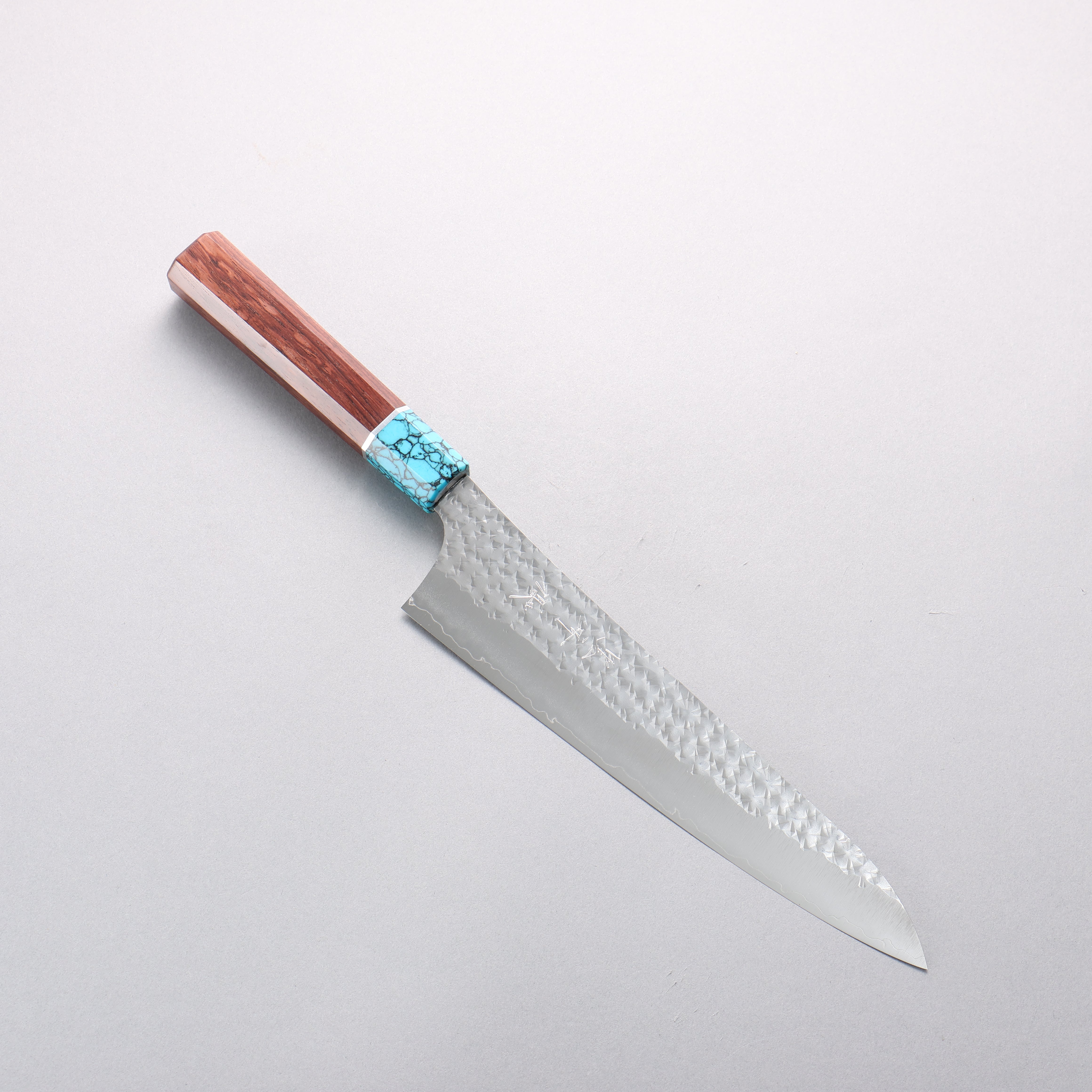 Yu Kurosaki Senko Ryu SG2 Hammered Gyuto 210mm Rosewood (Ferrule: Blue Turquoise) Handle - Seisuke Knife