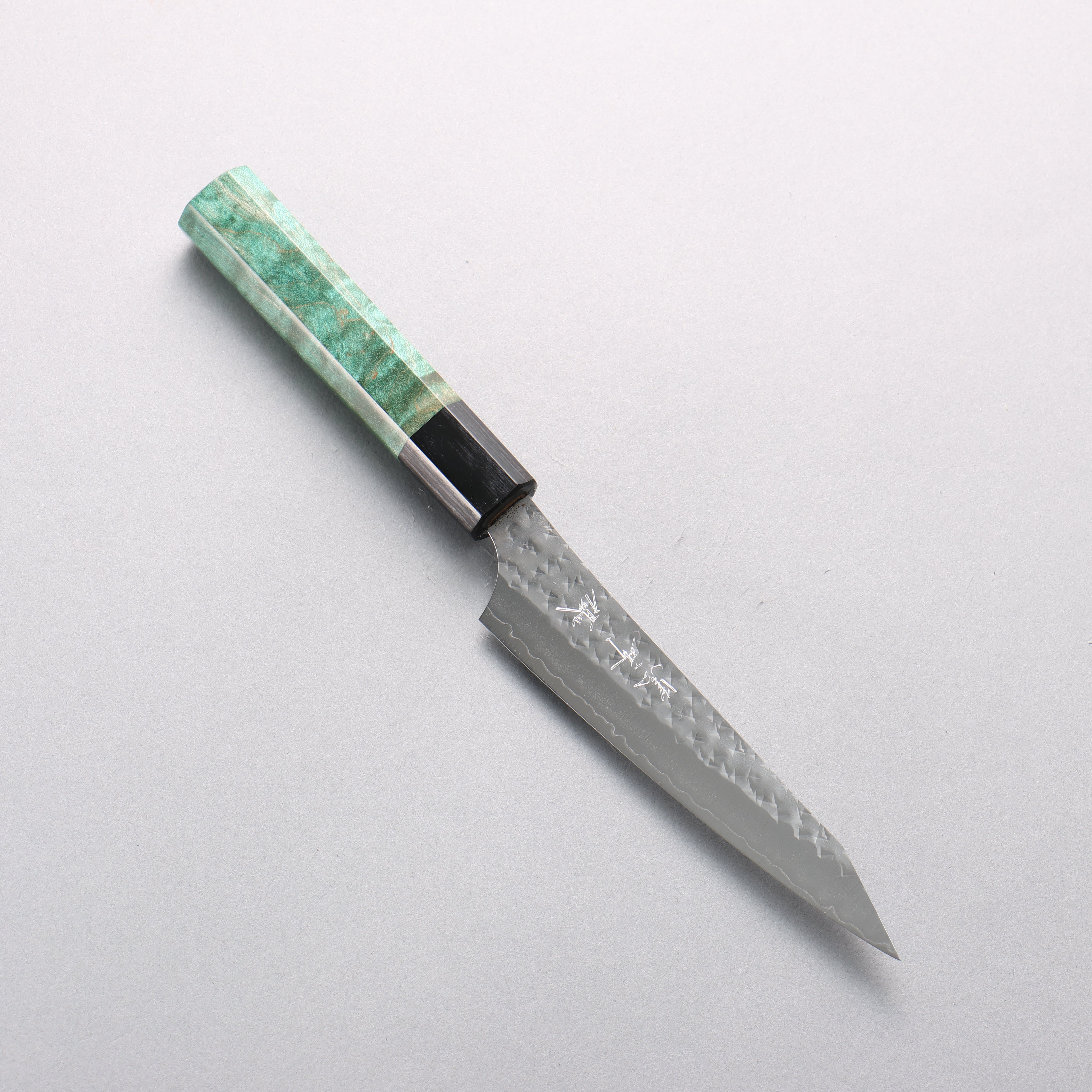 Yu Kurosaki Senko Ei SG2 Hammered Petty-Utility 130mm Green Stabilized Wood Handle - Seisuke Knife