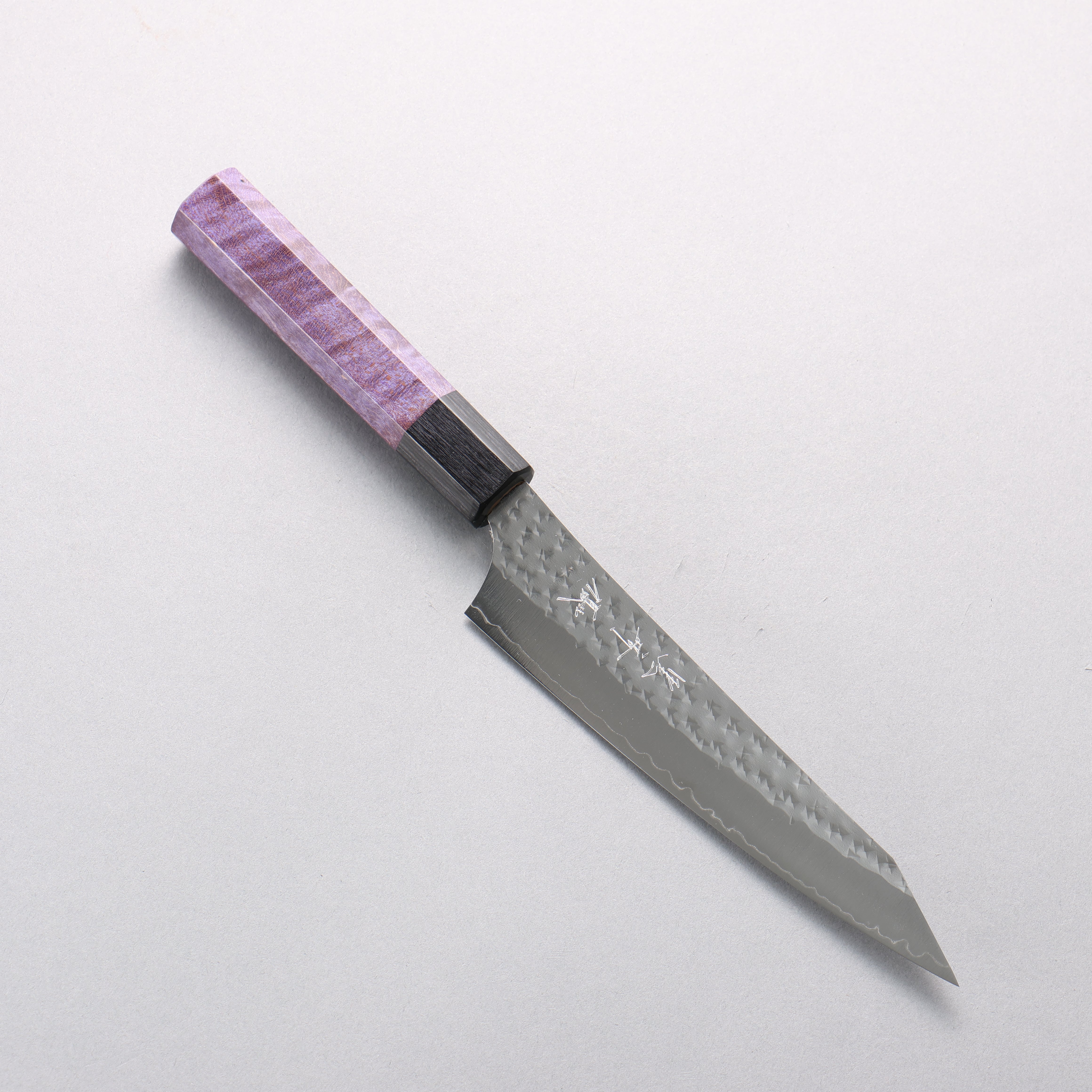 Yu Kurosaki Senko Ei SG2 Hammered Petty-Utility 150mm Purple Stabilized Wood Handle - Seisuke Knife