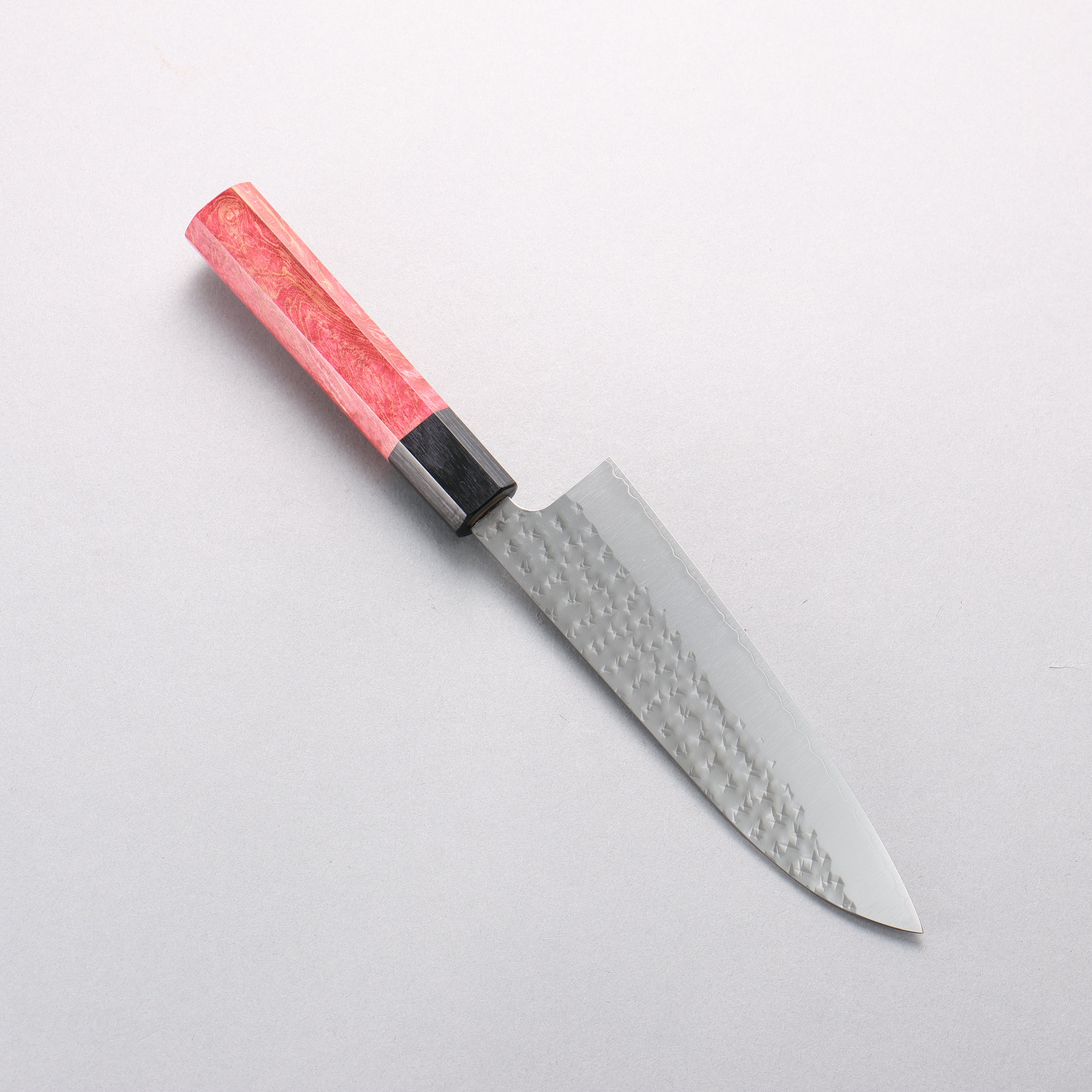 Yu Kurosaki Senko Ryu SG2 Hammered Small Santoku 150mm Red Stabilized Wood Handle - Seisuke Knife