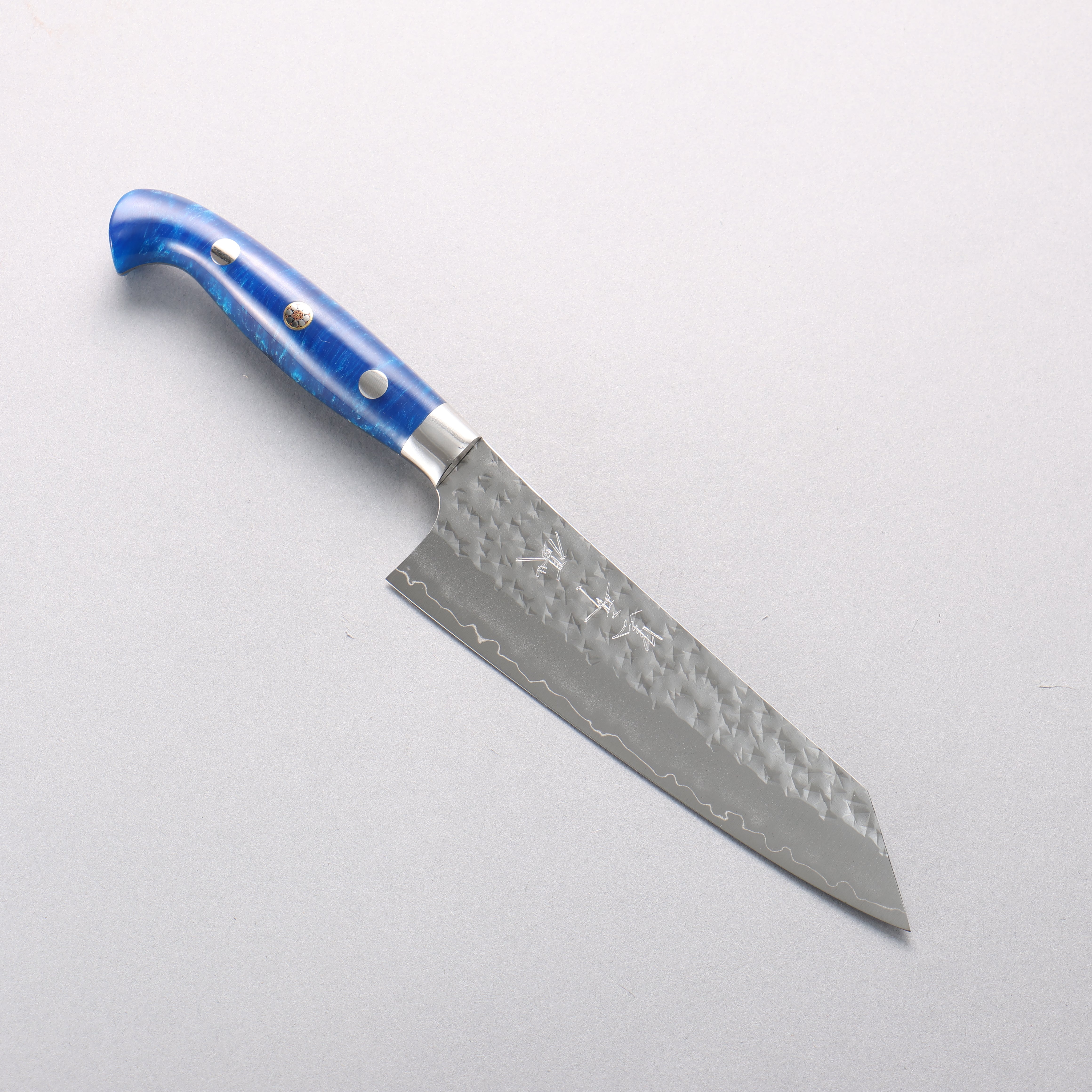Yu Kurosaki Senko Ei SG2 Hammered Small Bunka 150mm Blue Marble Acrylic Handle - Seisuke Knife