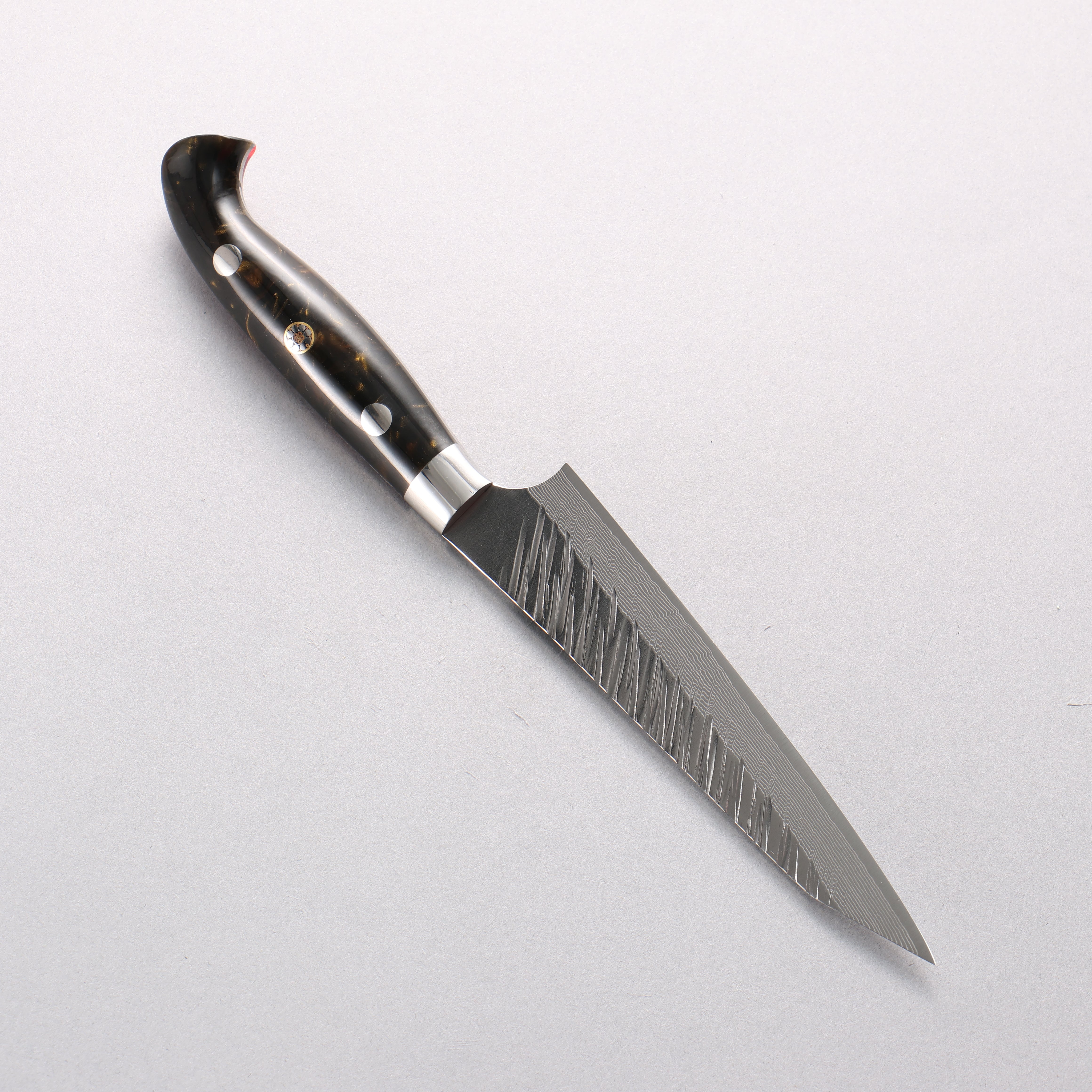 Yu Kurosaki Fujin SG2 Hammered Damascus Kiritsuke Petty-Utility 130mm Red Marble / Black Marble Acrylic Handle - Seisuke Knife