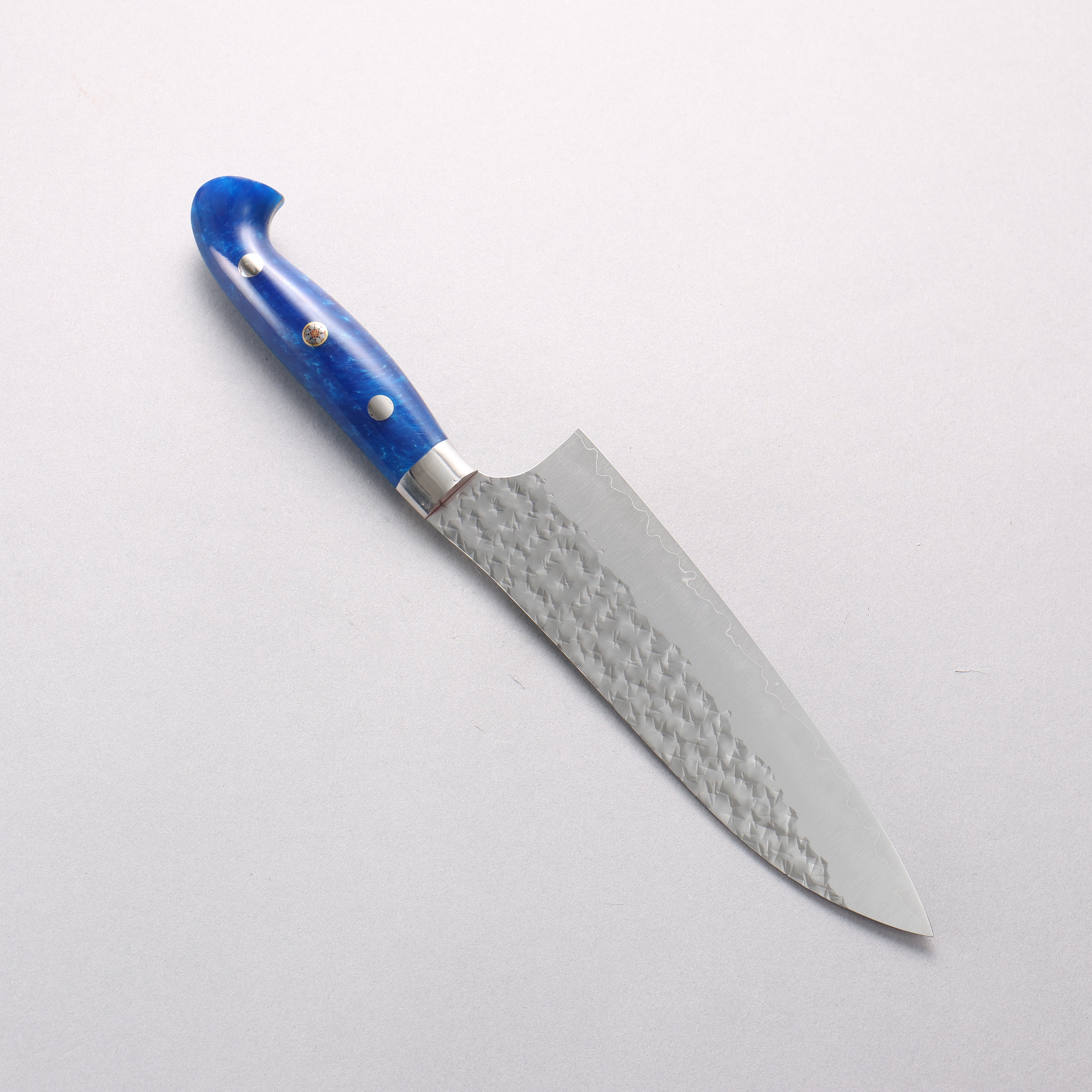 Yu Kurosaki Senko Ryu SG2 Hammered Santoku 170mm Blue Acrylic Handle - Seisuke Knife