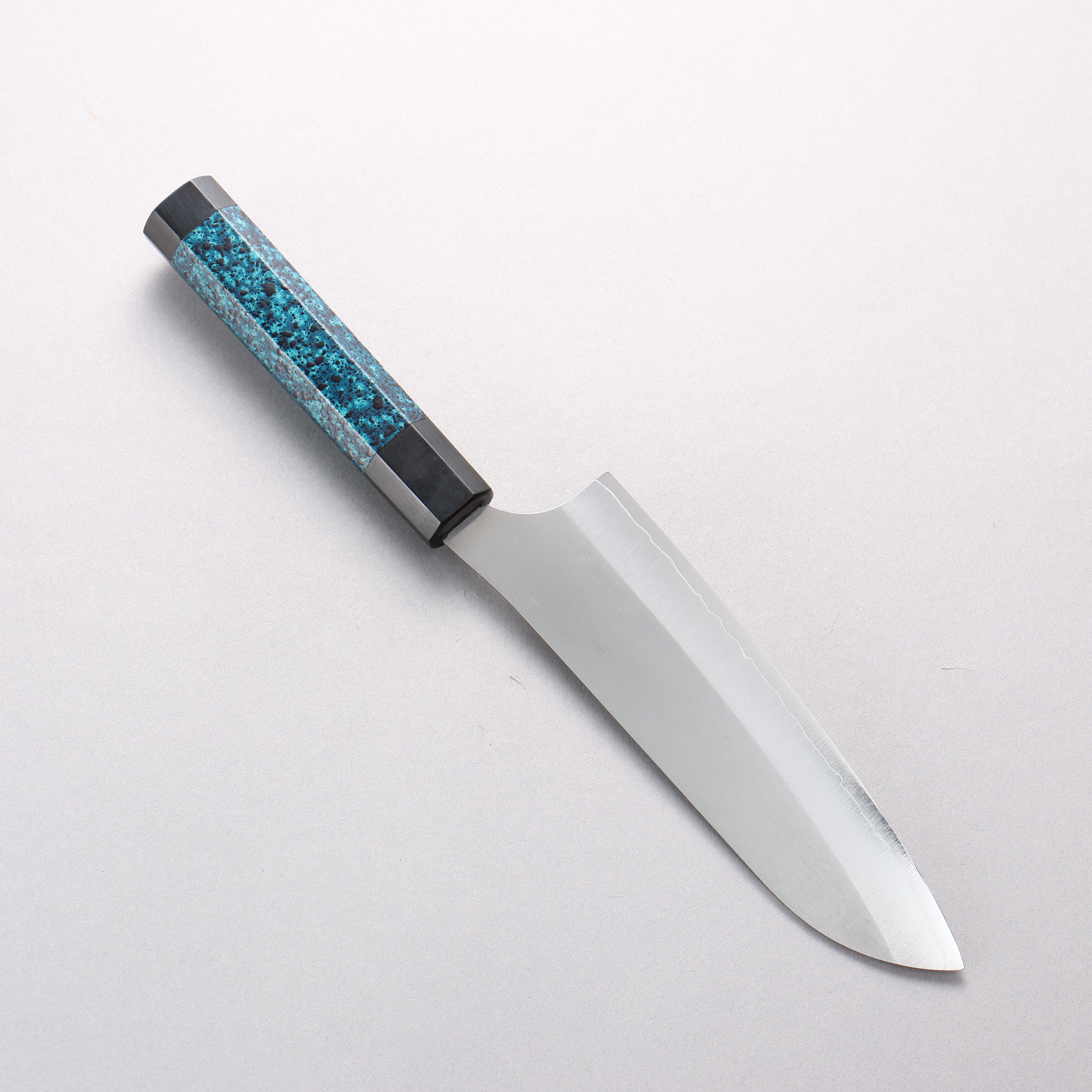 Yu Kurosaki New Gekko VG-XEOS Santoku 170mm Indigo Lacquered (Tenmoku) Handle with Sheath - Seisuke Knife