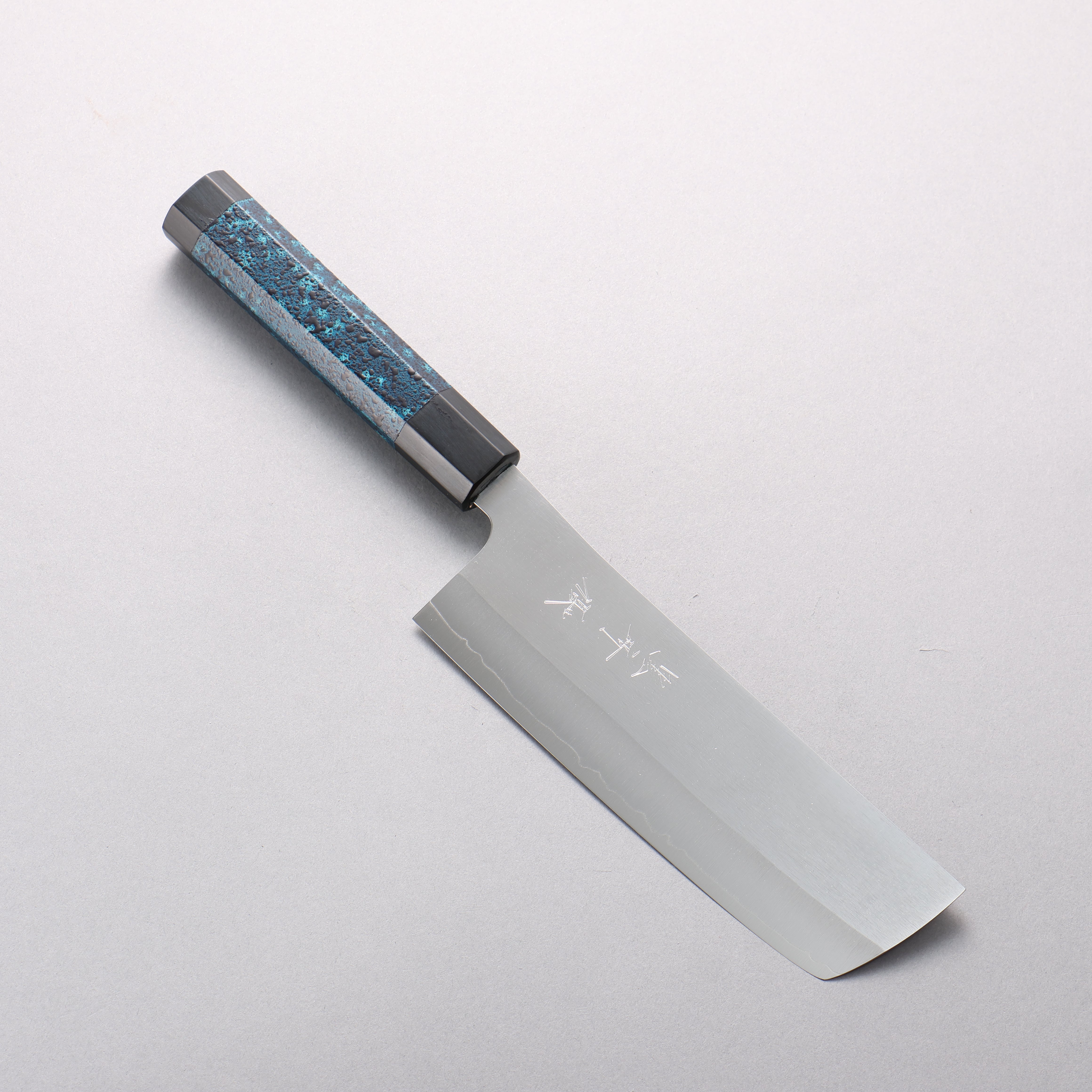 Yu Kurosaki New Gekko VG-XEOS Nakiri 165mm Tenmoku Indigo Lacquered Handle with Sheath - Seisuke Knife