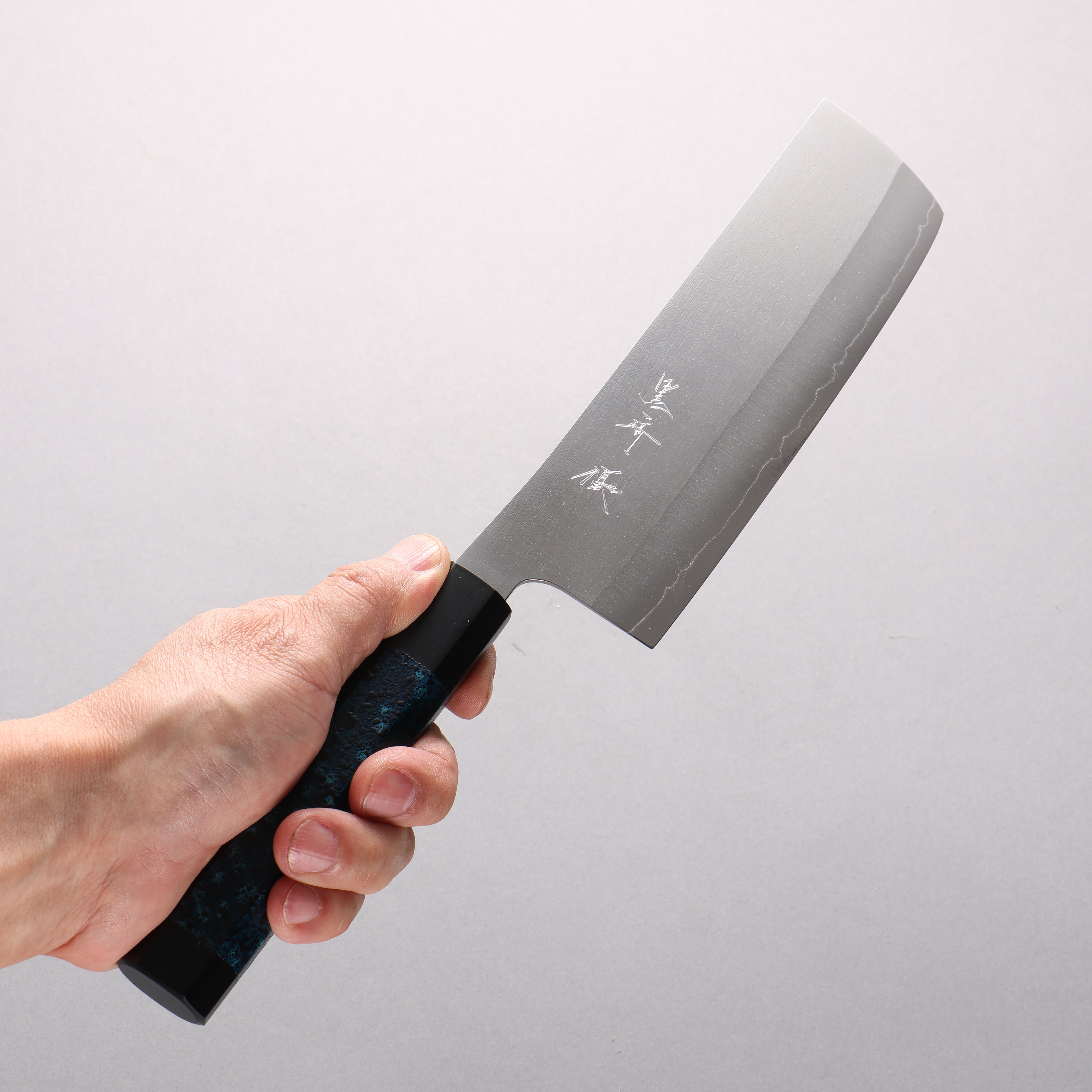 Yu Kurosaki New Gekko VG-XEOS Nakiri 165mm Tenmoku Indigo Lacquered Handle with Sheath - Seisuke Knife