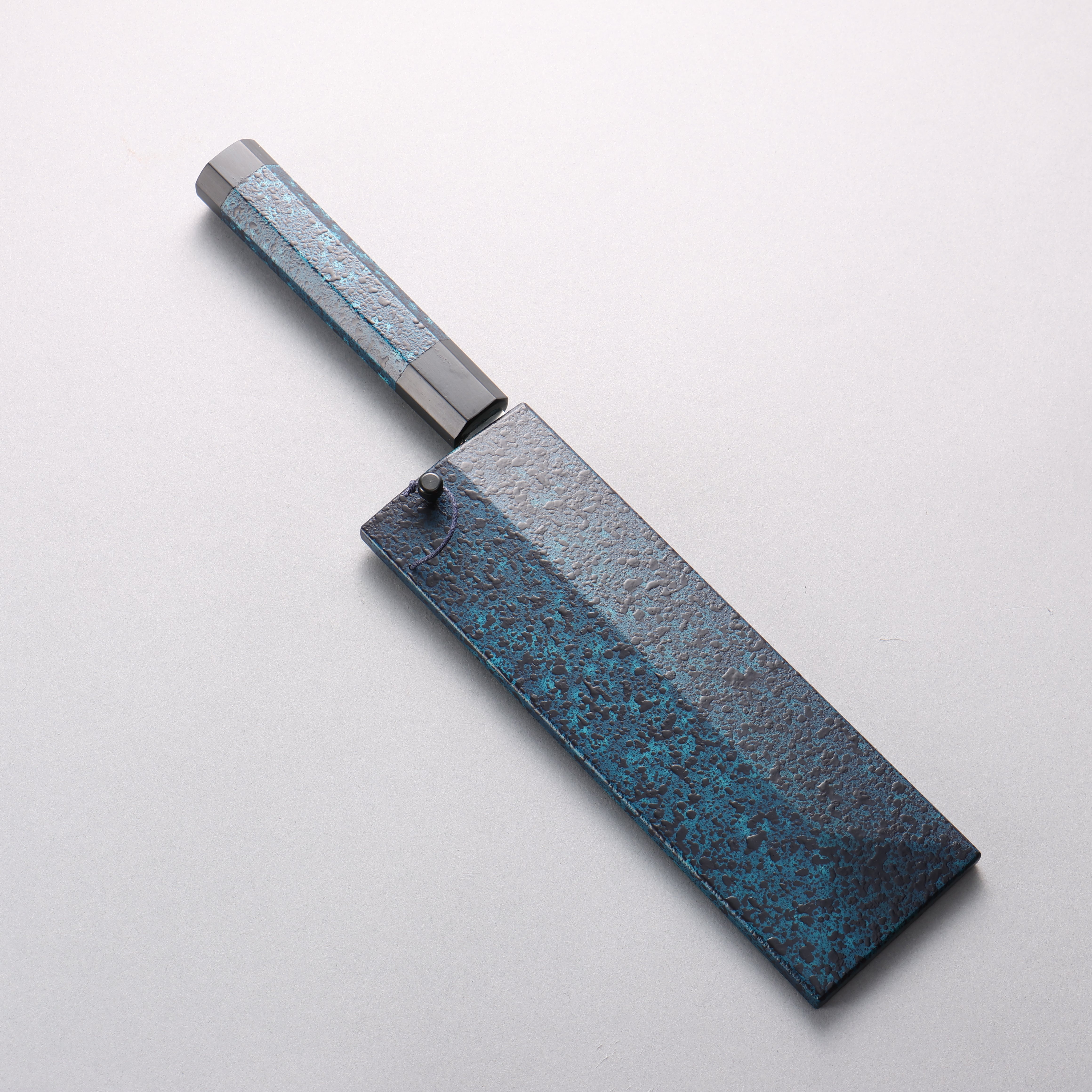 Yu Kurosaki New Gekko VG-XEOS Nakiri 165mm Tenmoku Indigo Lacquered Handle with Sheath - Seisuke Knife
