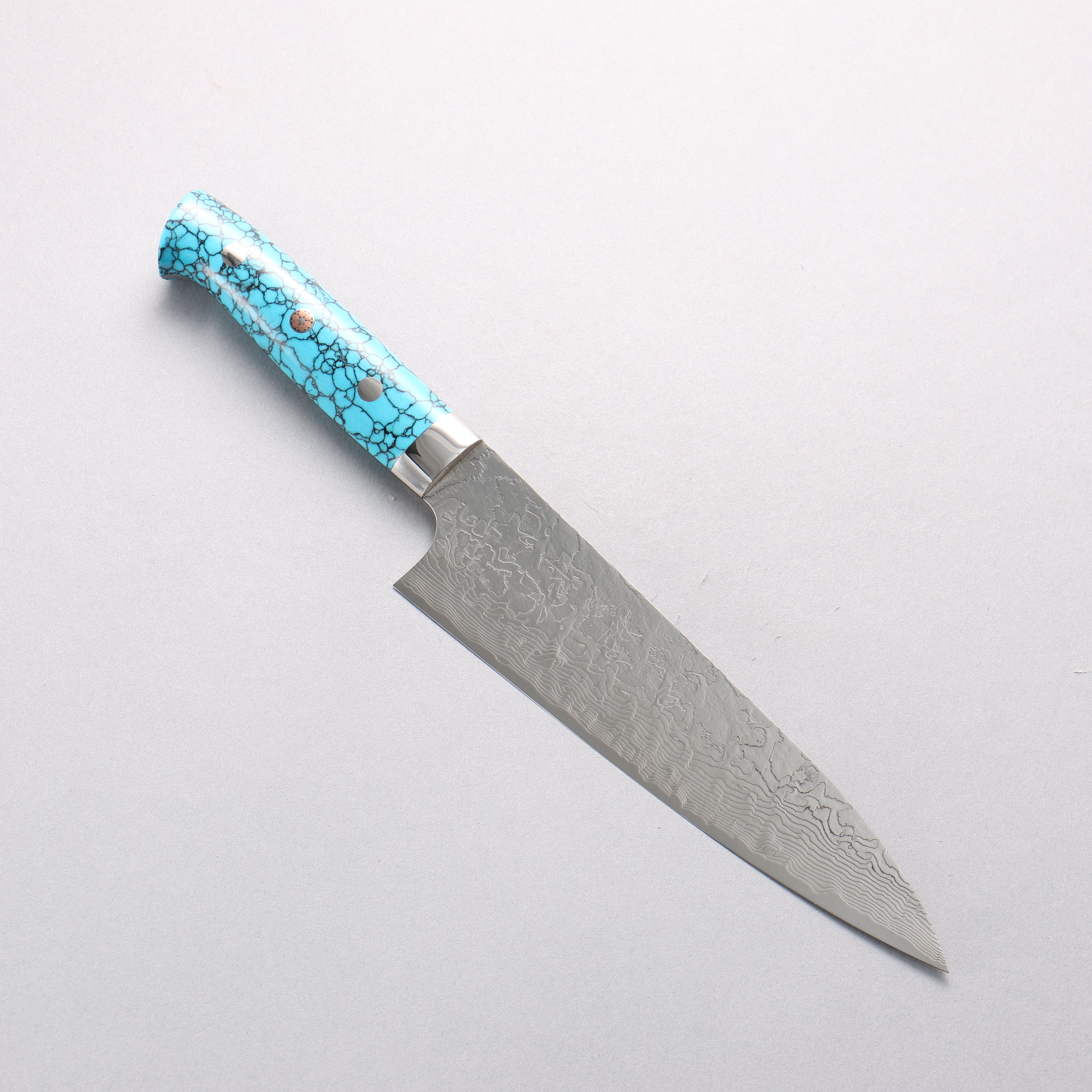 Takeshi Saji SG2 Diamond Finish Gyuto 180mm Blue Turquoise (Nomura Style) Handle - Seisuke Knife