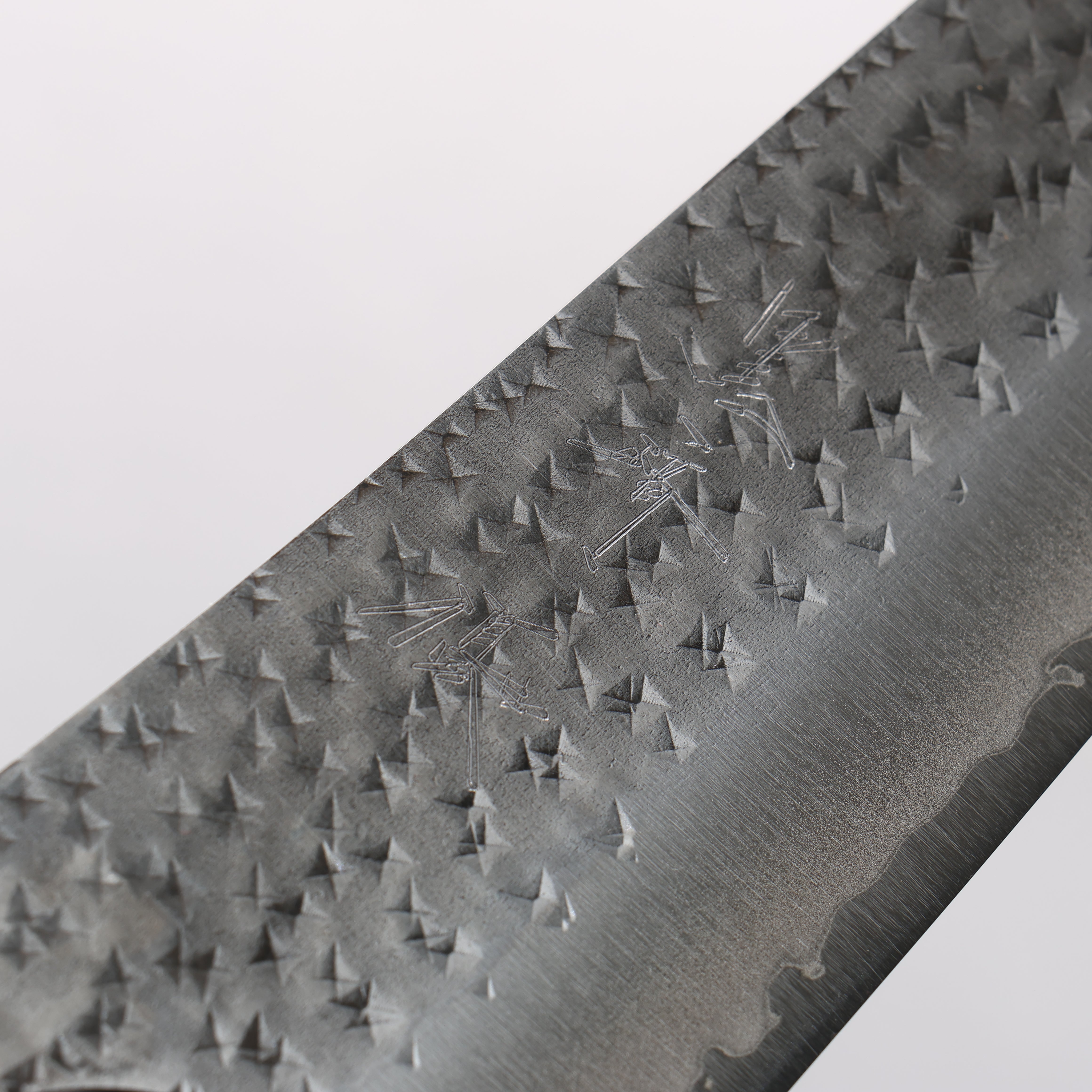 Yu Kurosaki Senko Ei Blue Super Hammered Black Finished Gyuto 210mm Ebony Wood & Water Buffalo Horn Handle - Seisuke Knife