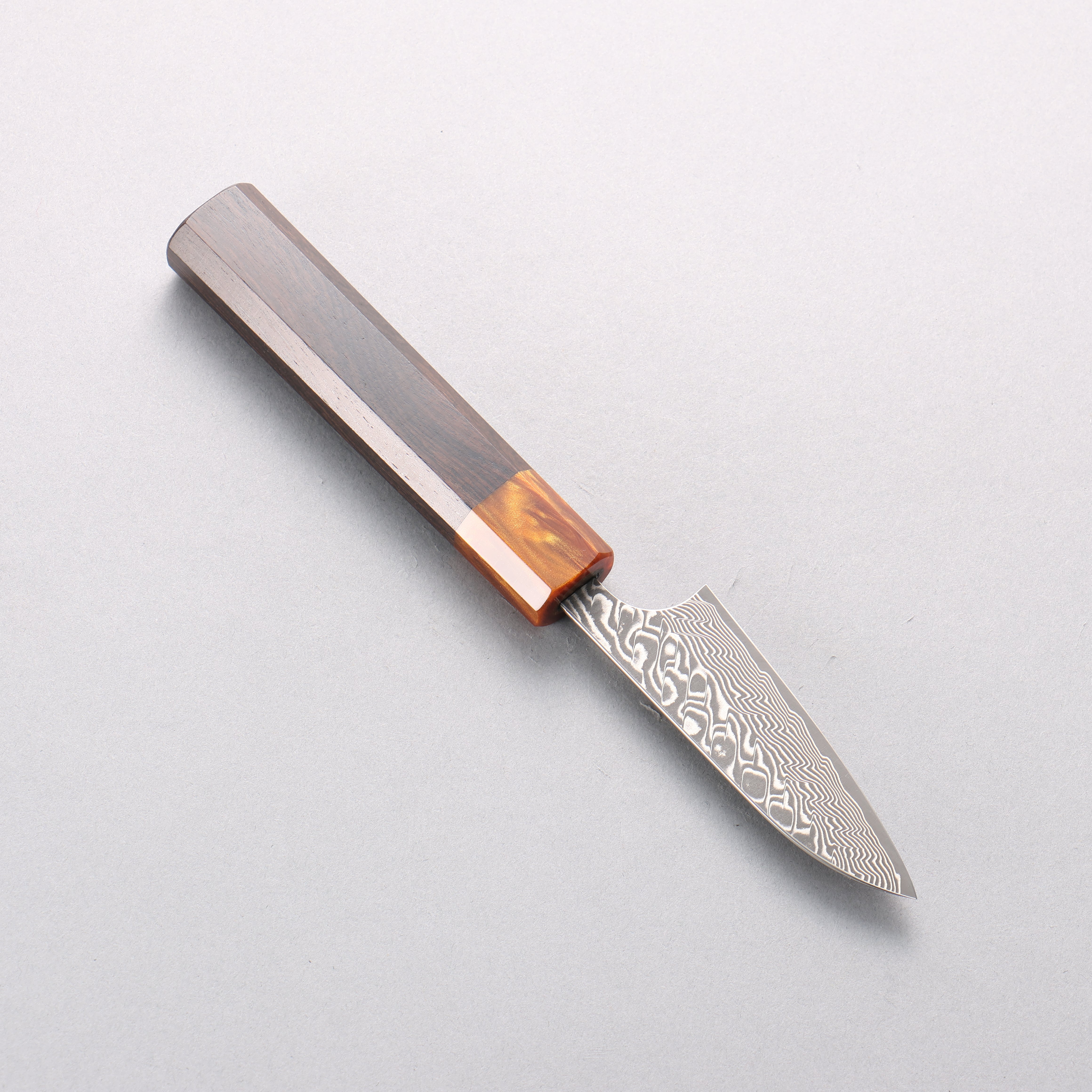 Yoshimi Kato SG2 Black Damascus Petty-Utility 80mm Ebony (ferrule: Orange Resin) Handle - Seisuke Knife