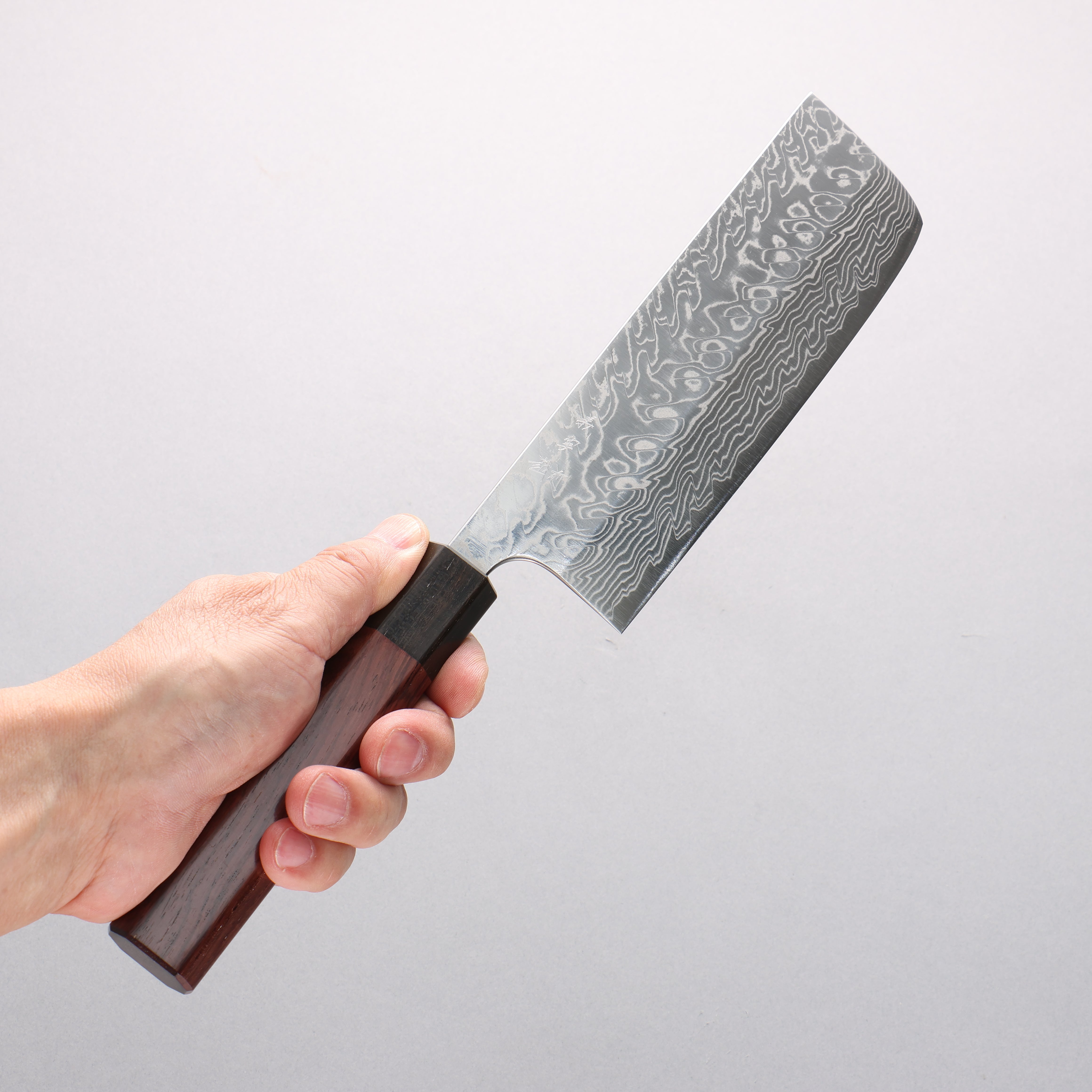 Yoshimi Kato SG2 Damascus Migaki Nakiri 165mm Shitan & Ebony Wood Handle - Seisuke Knife