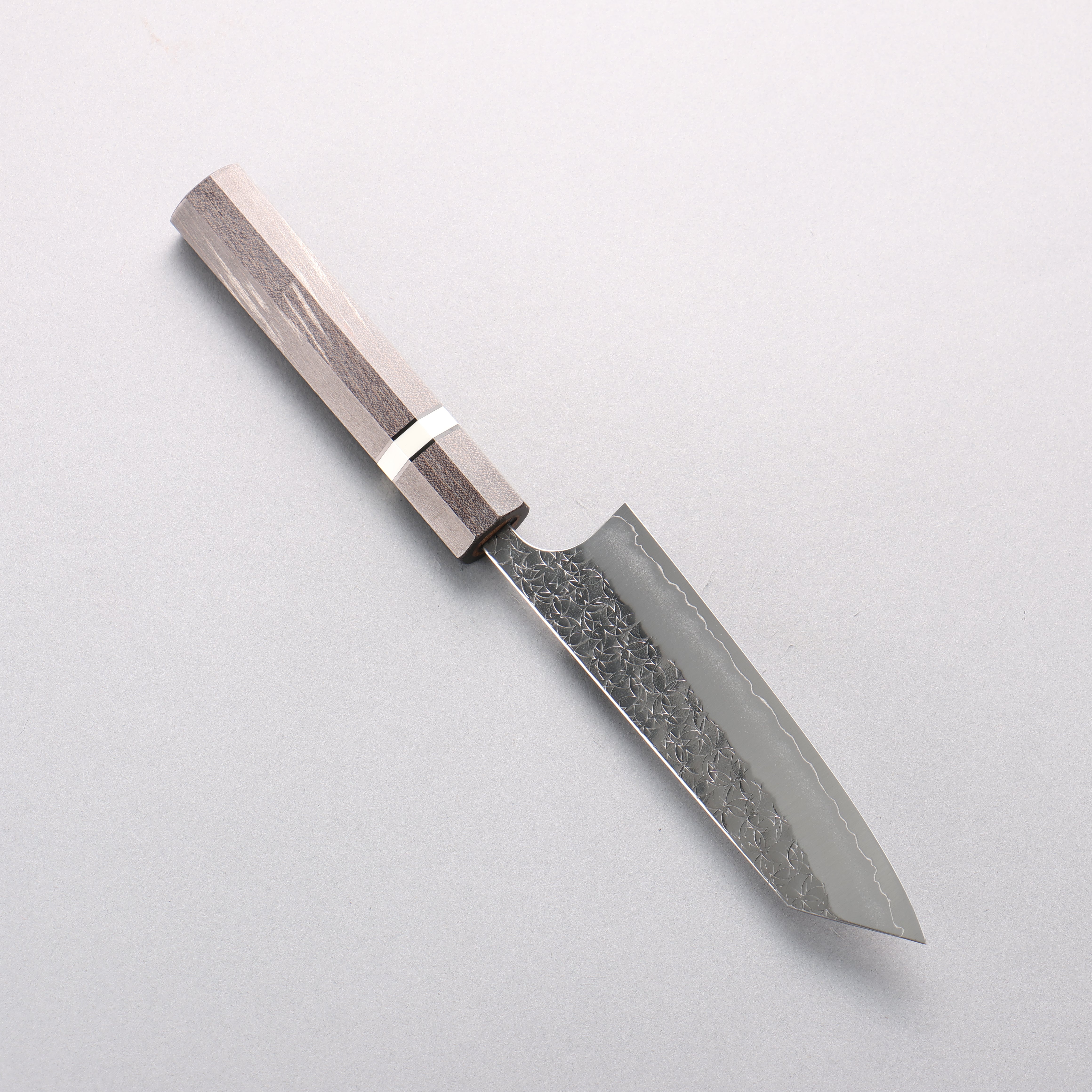 Yoshimi Kato Minamo SG2 Hammered Small Bunka 130mm Gray Stabilized Wood (White Ring) Handle - Seisuke Knife