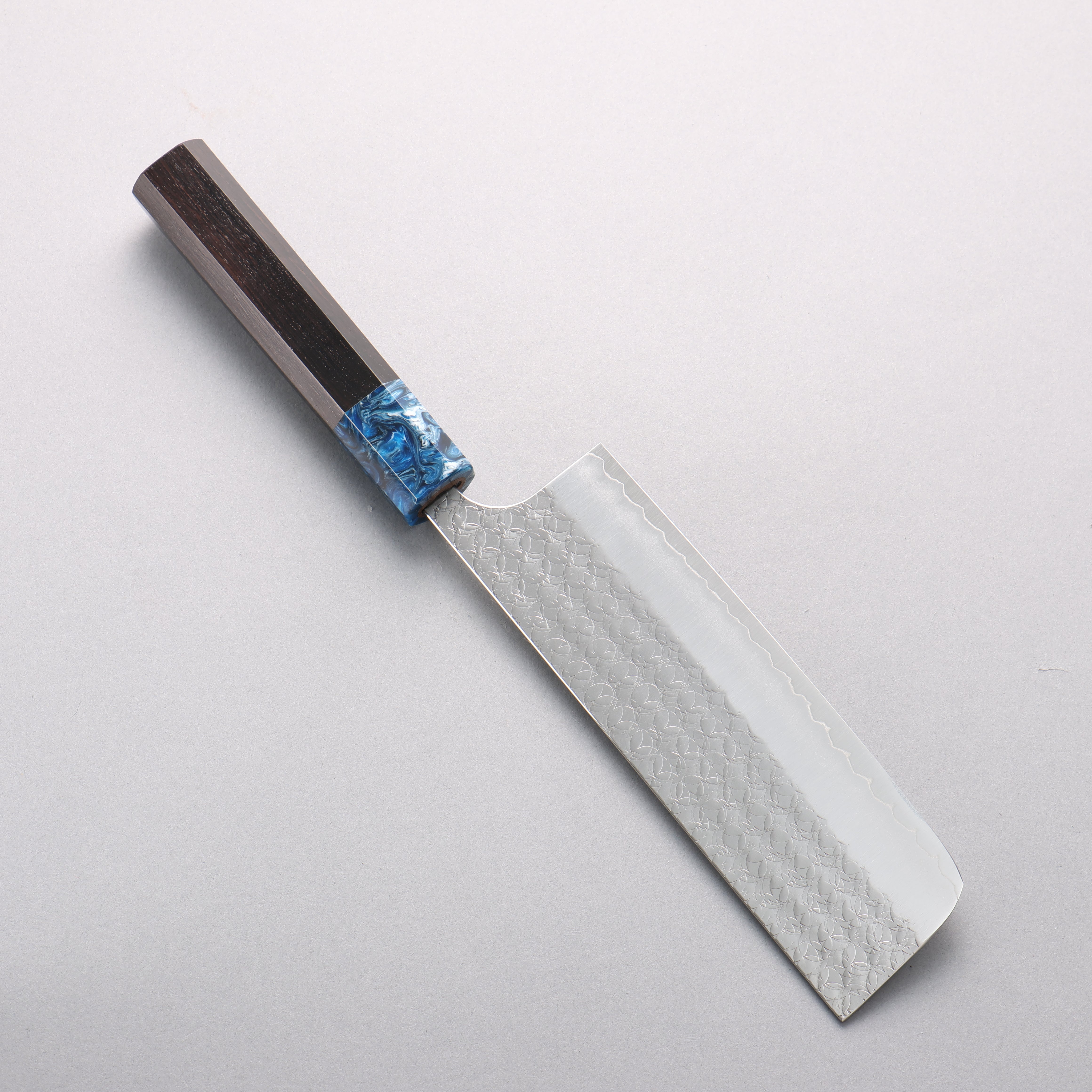 Yoshimi Kato Minamo SG2 Hammered Nakiri 165mm Ebony & Blue Marble Resin Handle - Seisuke Knife