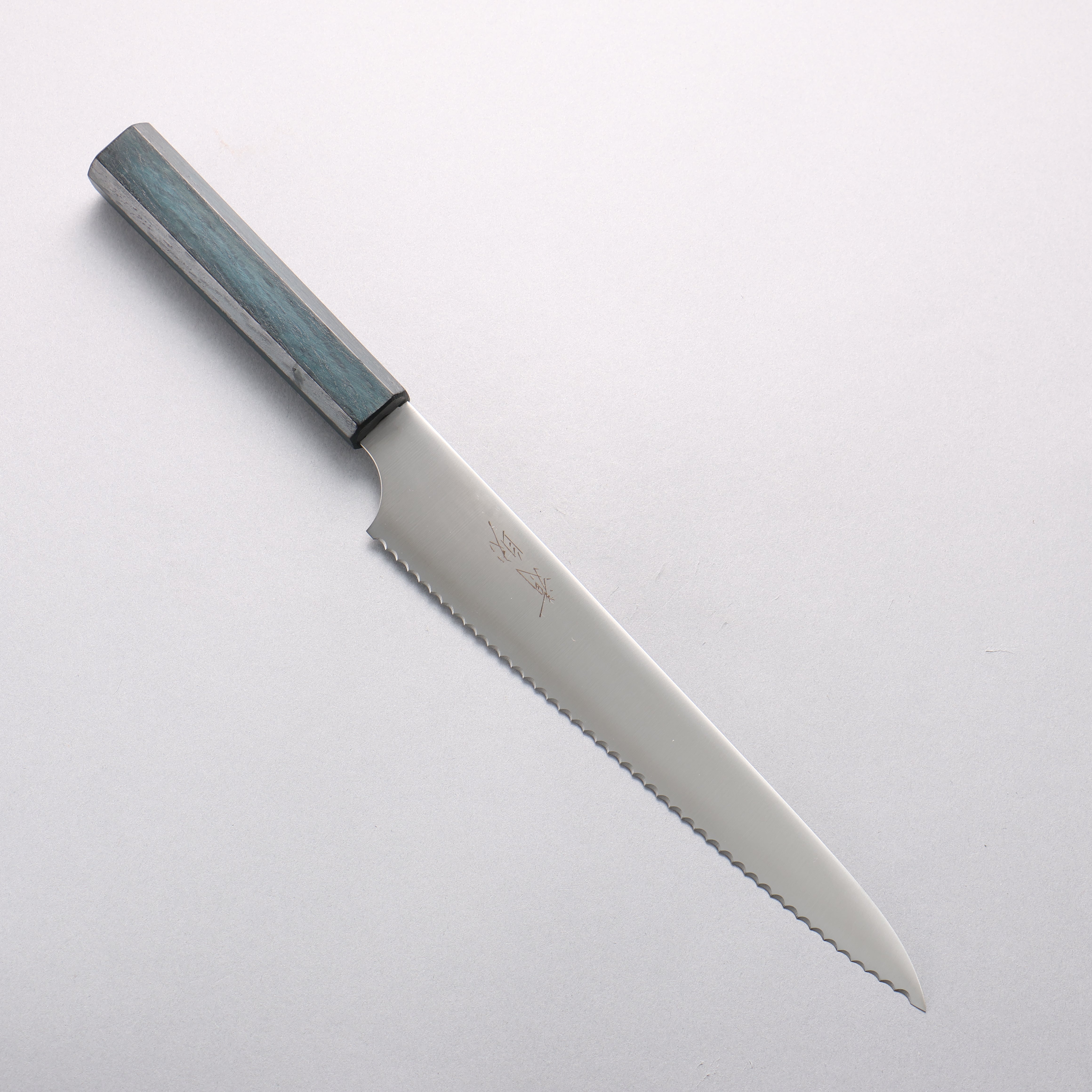 Seisuke Stainless Steel Bread Slicer 240mm Indigo Dyed Oak Handle - Seisuke Knife