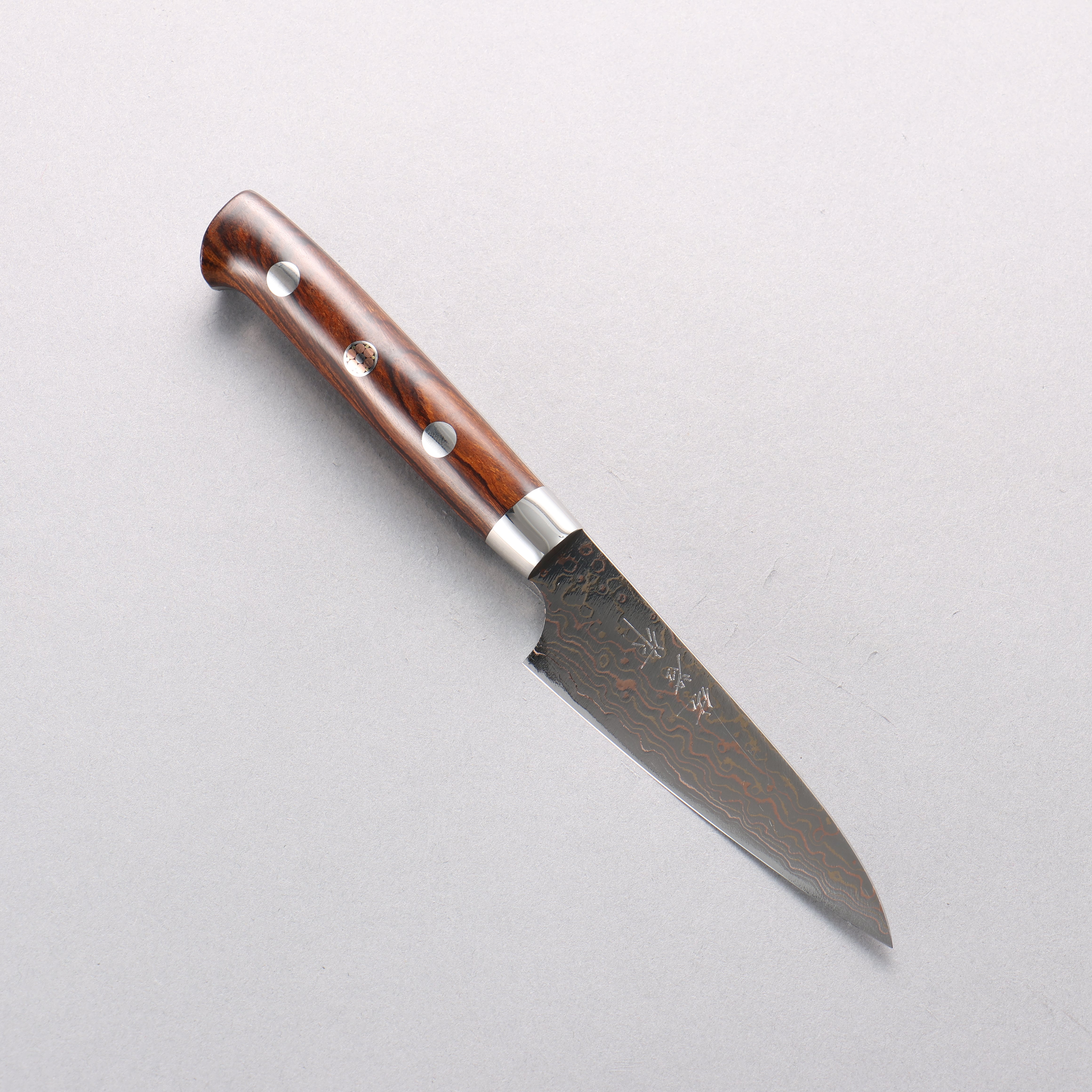 Takeshi Saji VG10w Colored Damascus Migaki Paring 90mm Ironwood Handle - Seisuke Knife