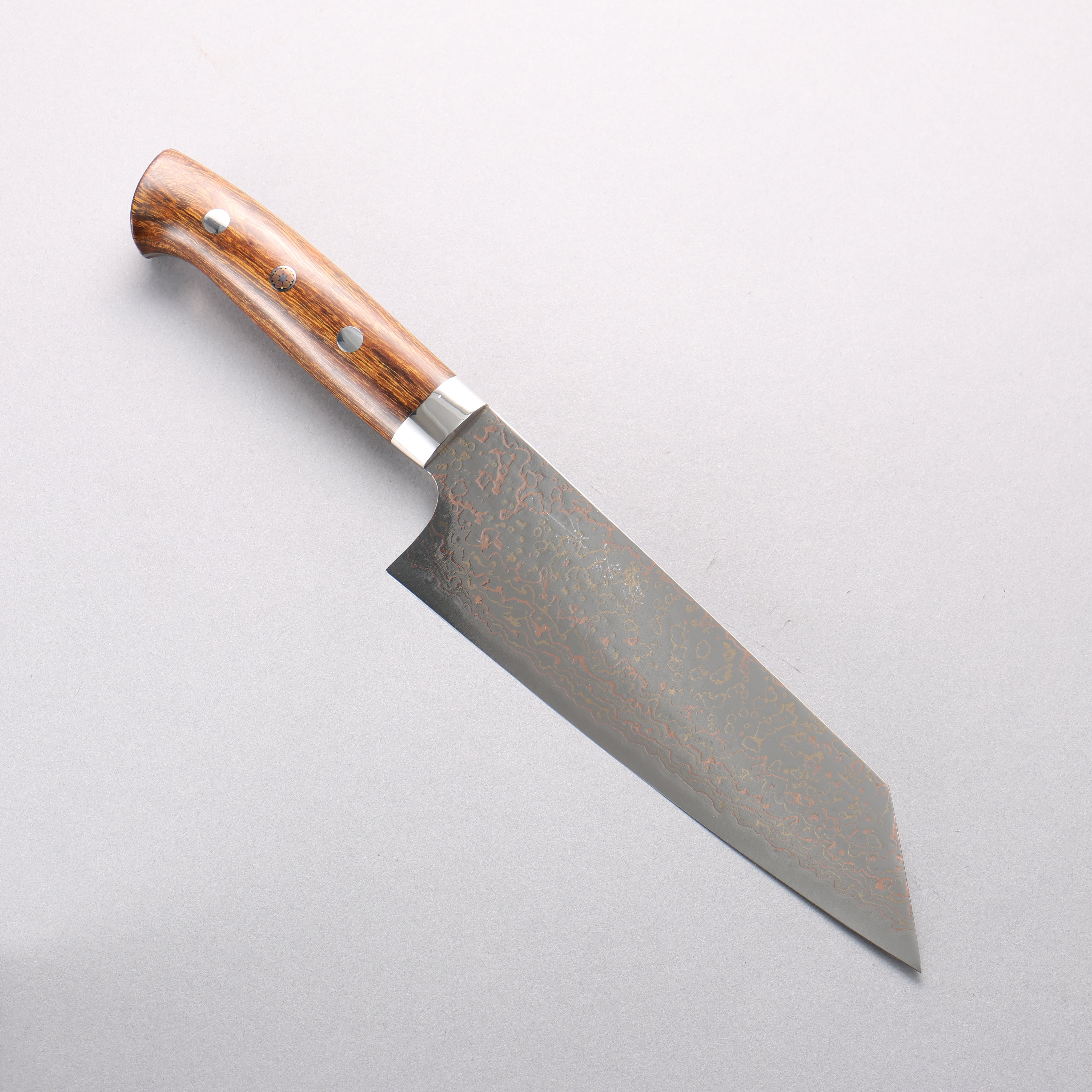 Takeshi Saji VG10w Colored Damascus Migaki Finished Bunka 180mm Ironwood Handle - Seisuke Knife