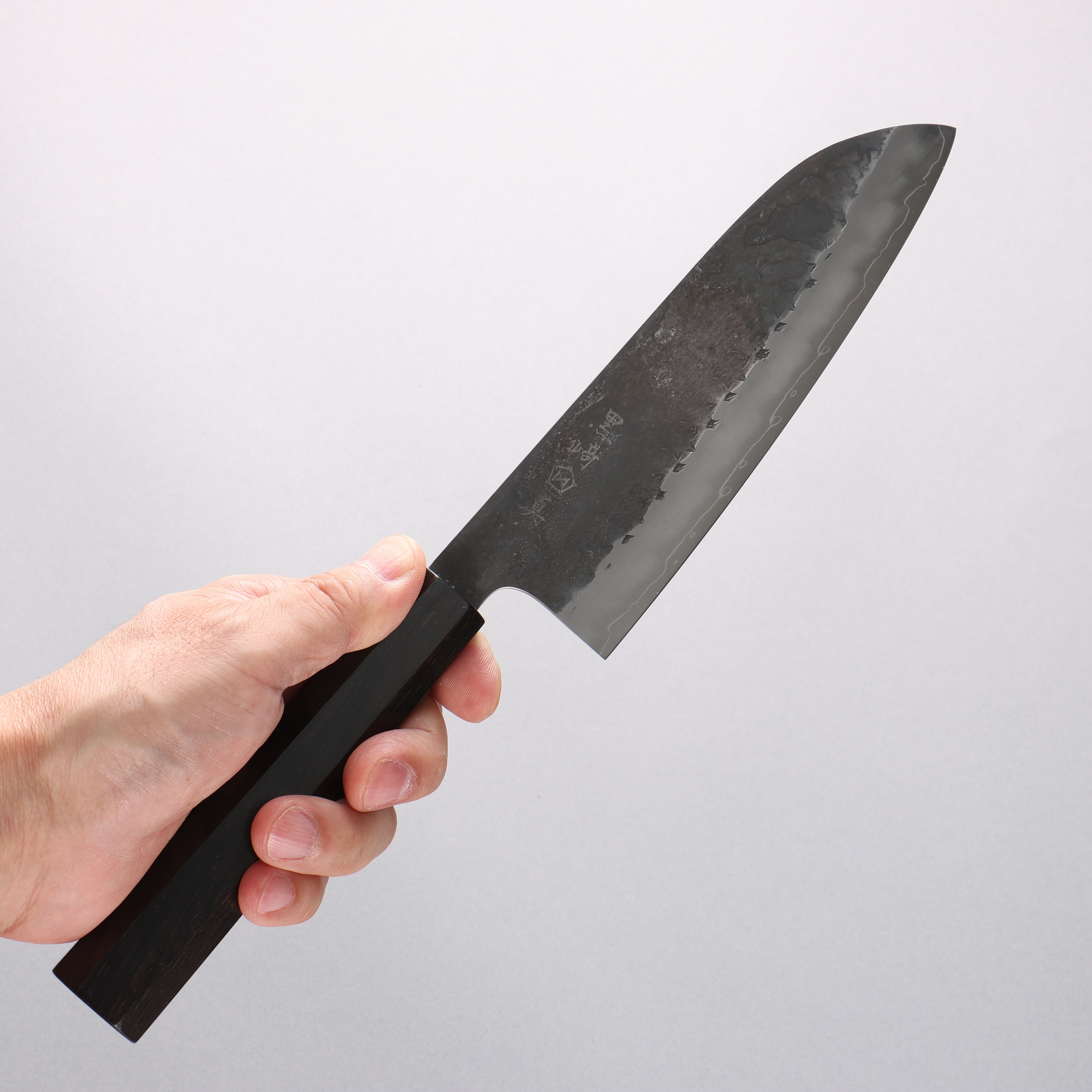 Makoto Kurosaki SPG STRIX Black Finished Santoku 165mm Ebony Wood Handle - Seisuke Knife