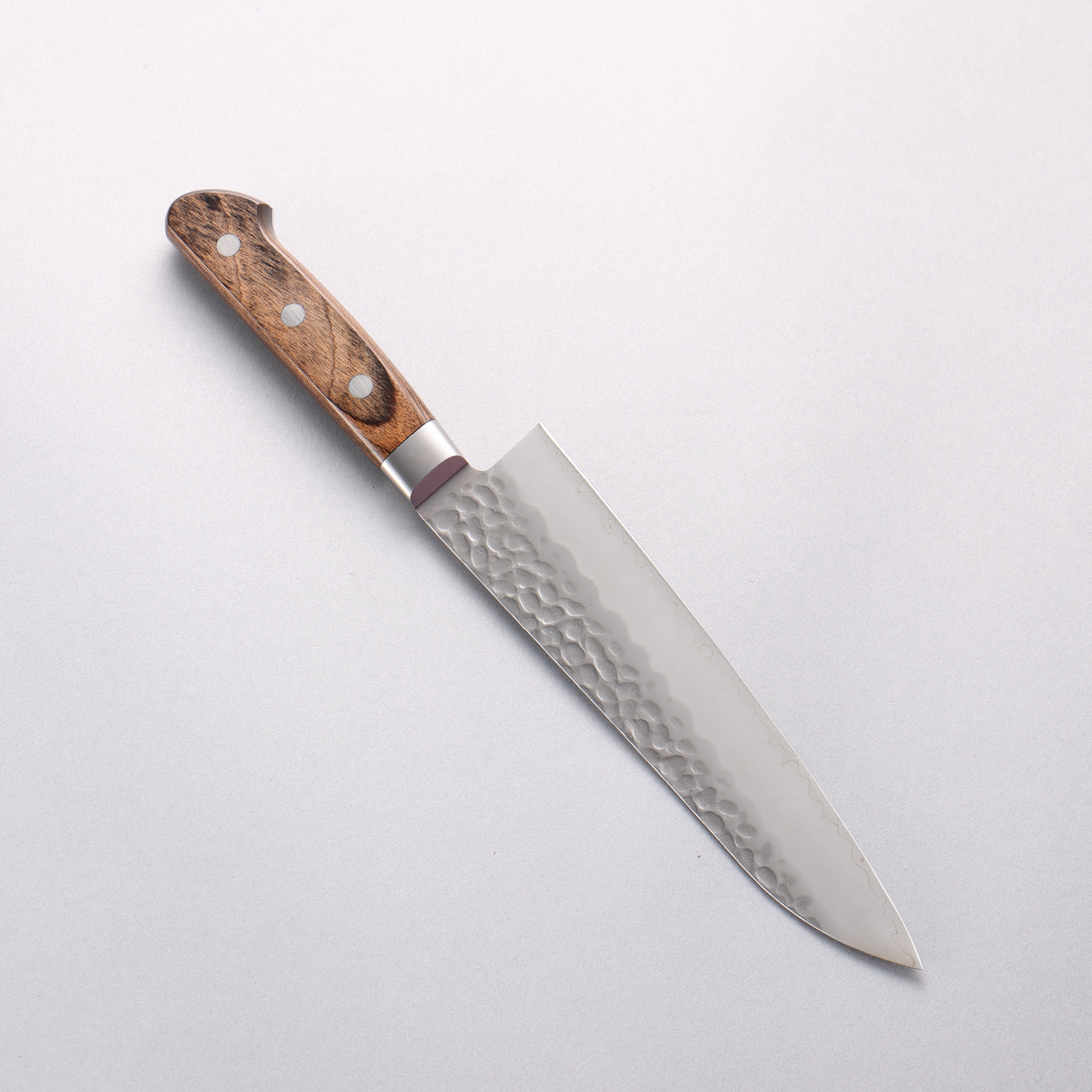 Seisuke AUS8 Hammered Gyuto 180mm Brown Pakkawood Handle - Seisuke Knife