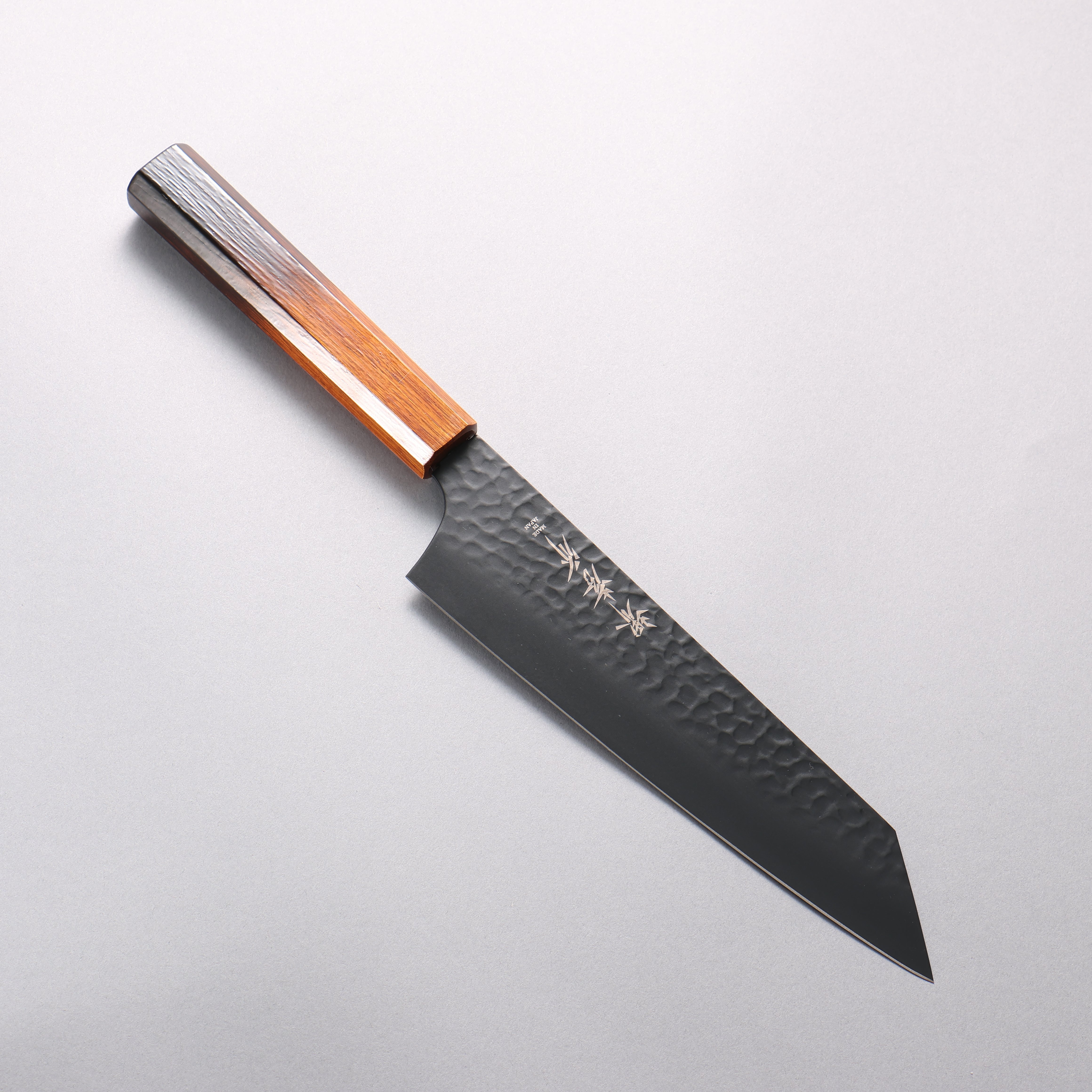 Sakai Takayuki Kurokage VG10 Hammered Teflon Coated Kiritsuke Gyuto 190mm Lacquered Burnt Oak Handle - Seisuke Knife