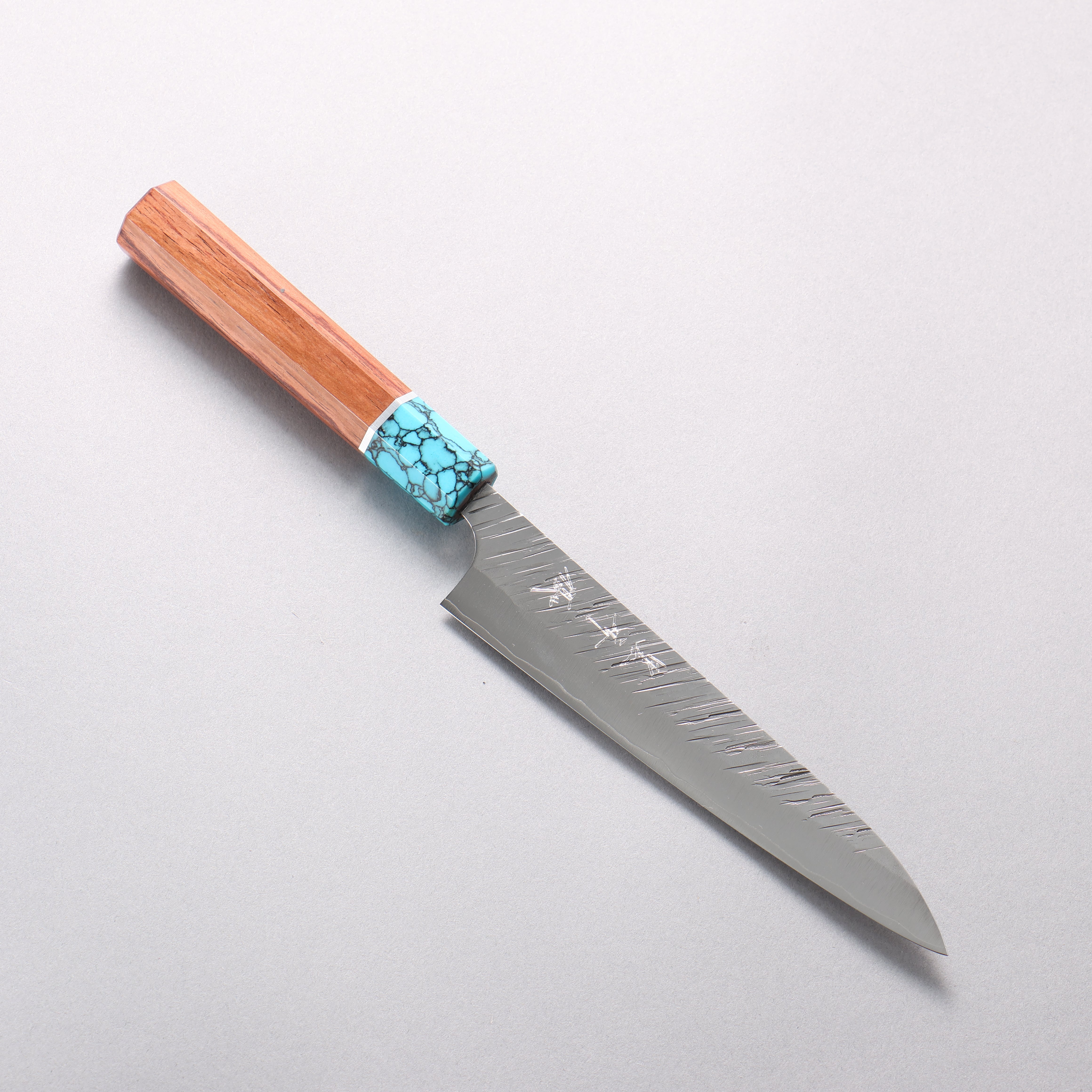 Yu Kurosaki Fujin SG2 Hammered Petty-Utility 150mm Rosewood(ferrule: Turquoise with Ring) Handle - Seisuke Knife