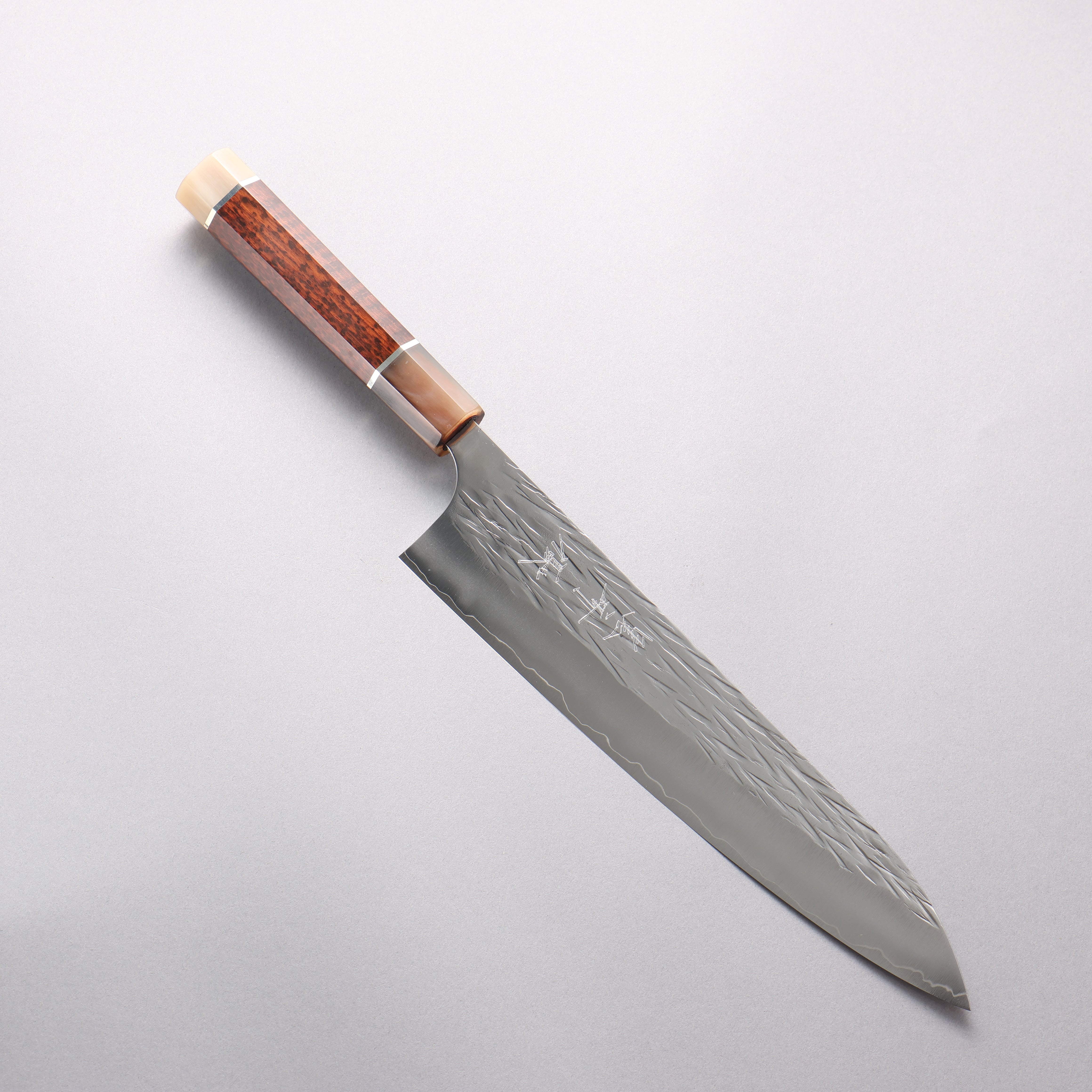 Yu Kurosaki Juhyo Cobalt Special Steel Hammered Gyuto 240mm Snakewood (with Double Marble Horns) Handle - Seisuke Knife