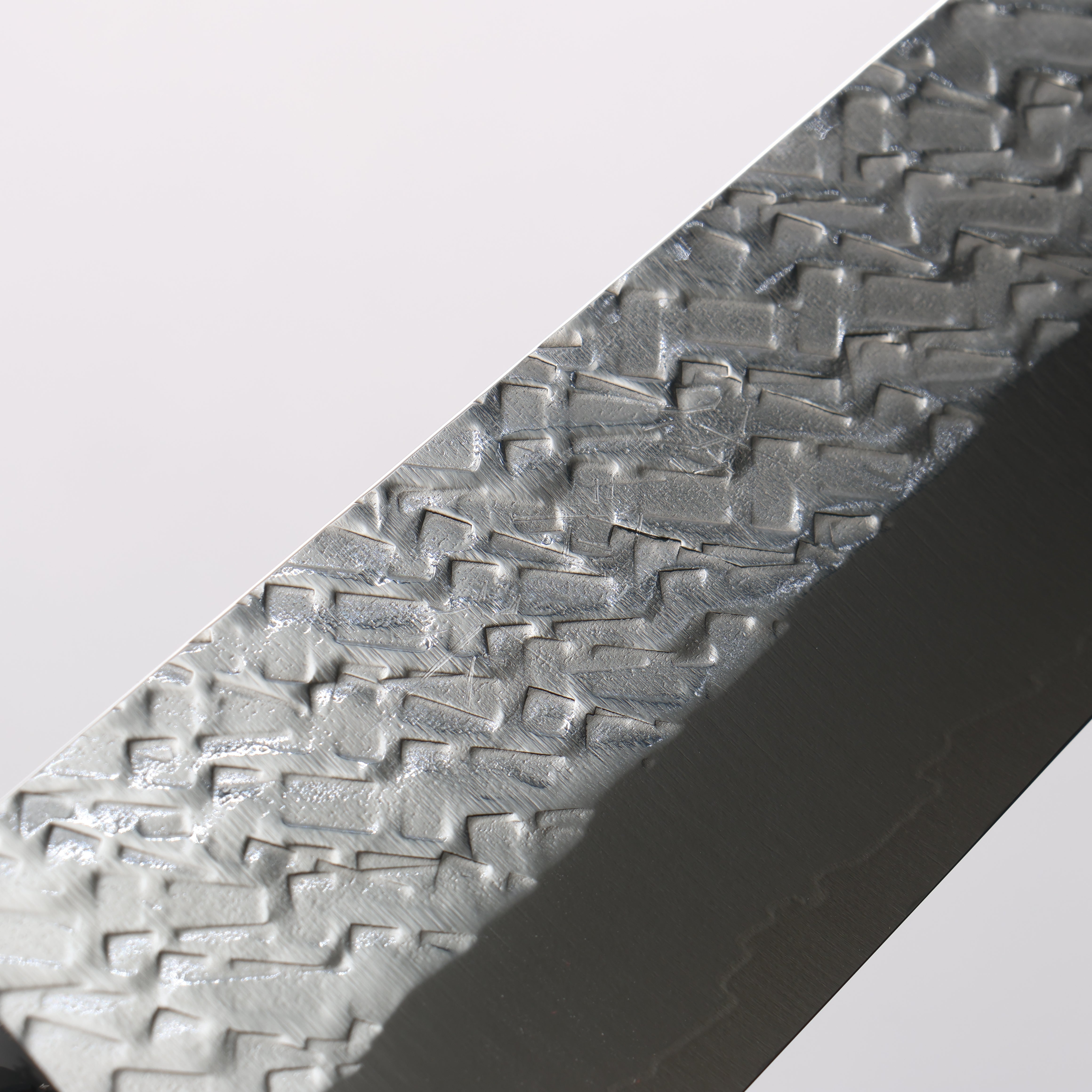 Takeshi Saji SPG STRIX Hammered Migaki Finished Gyuto 210mm Purple and White Marble Acrylic Handle - Seisuke Knife