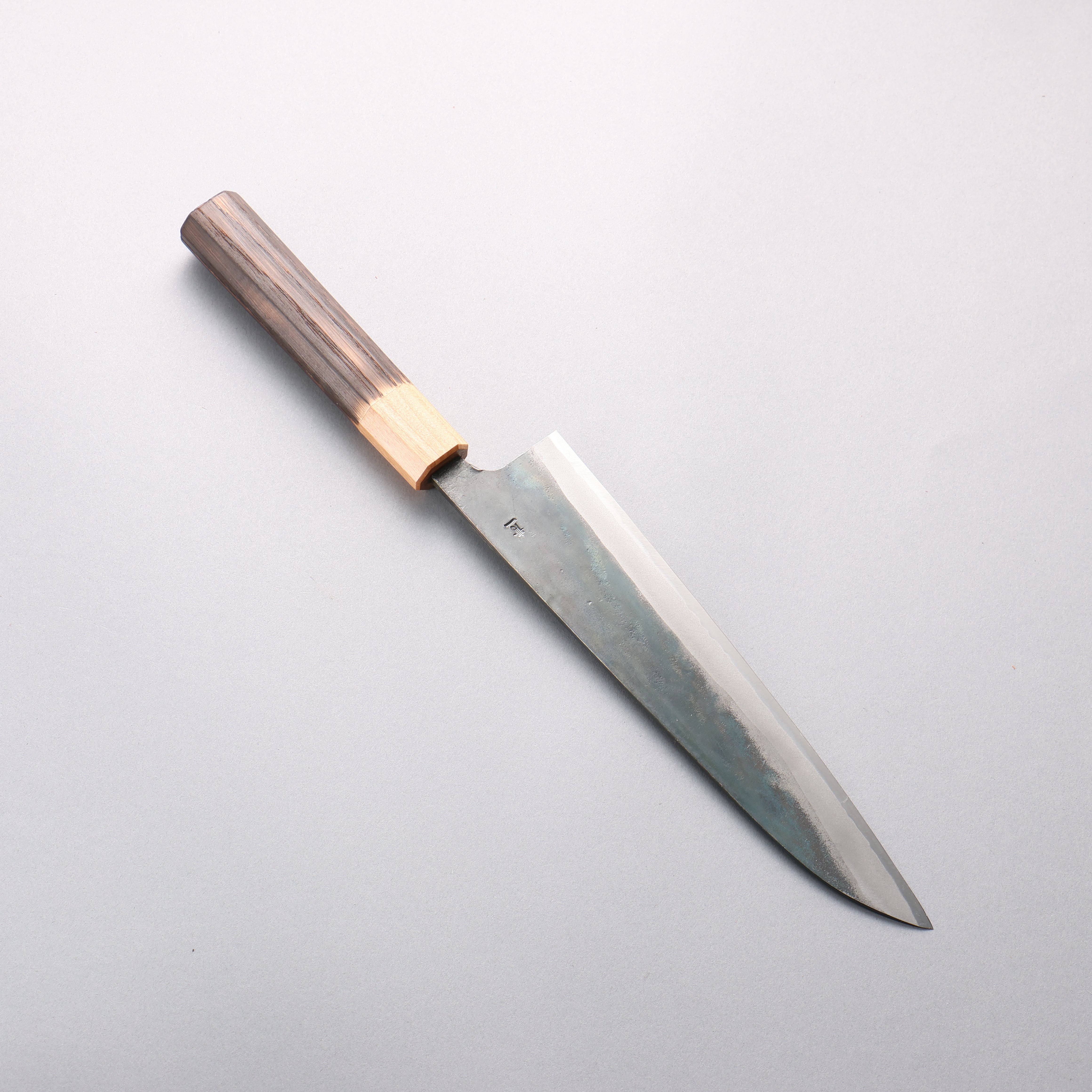Seisuke Blue Steel No.1 Black Finished Gyuto 210mm Burnt Chestnut (ferrule: Cherry Wood) Handle - Seisuke Knife