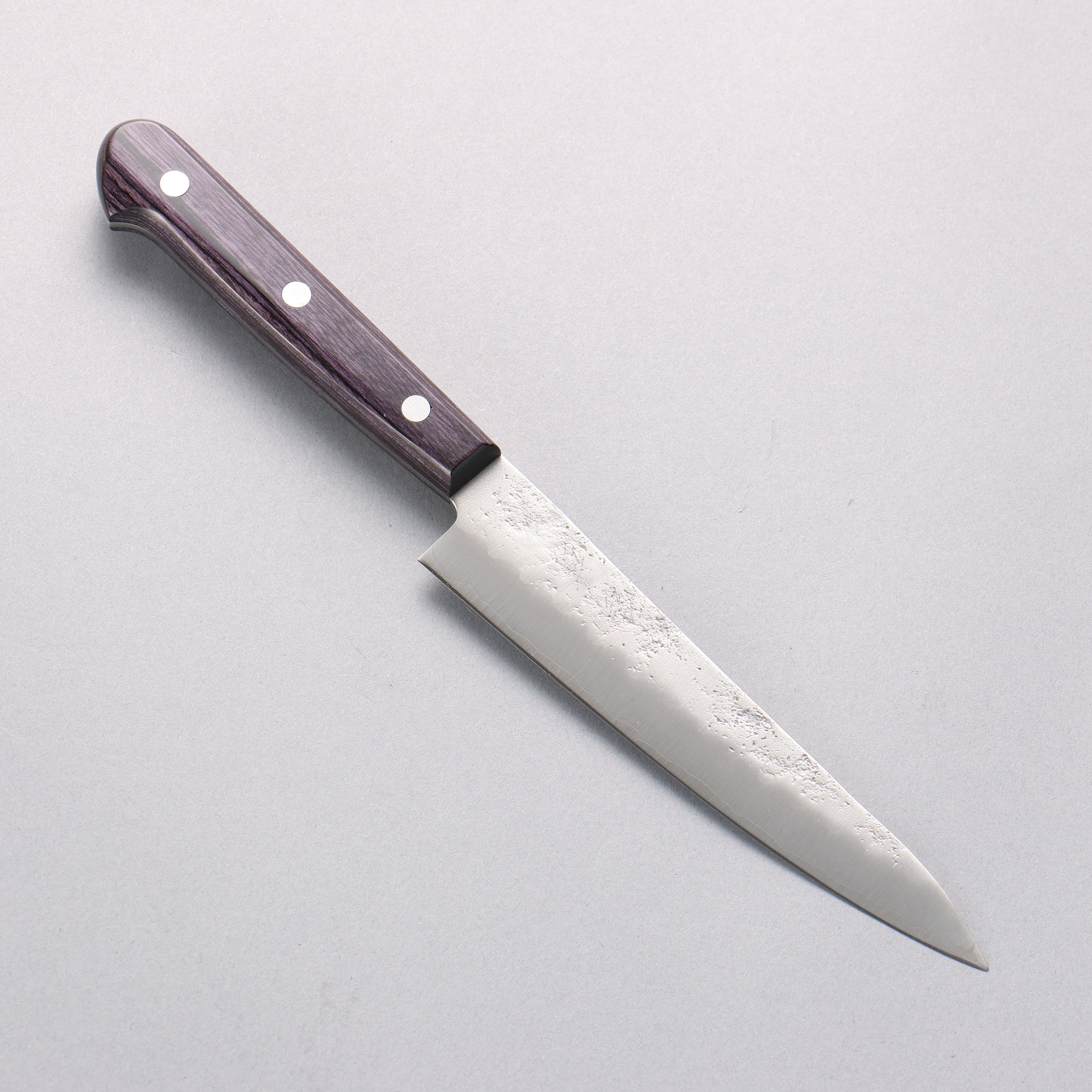 Oul Silver Steel No.3 Nashiji Petty-Utility 135mm Purple Pakkawood Handle - Seisuke Knife