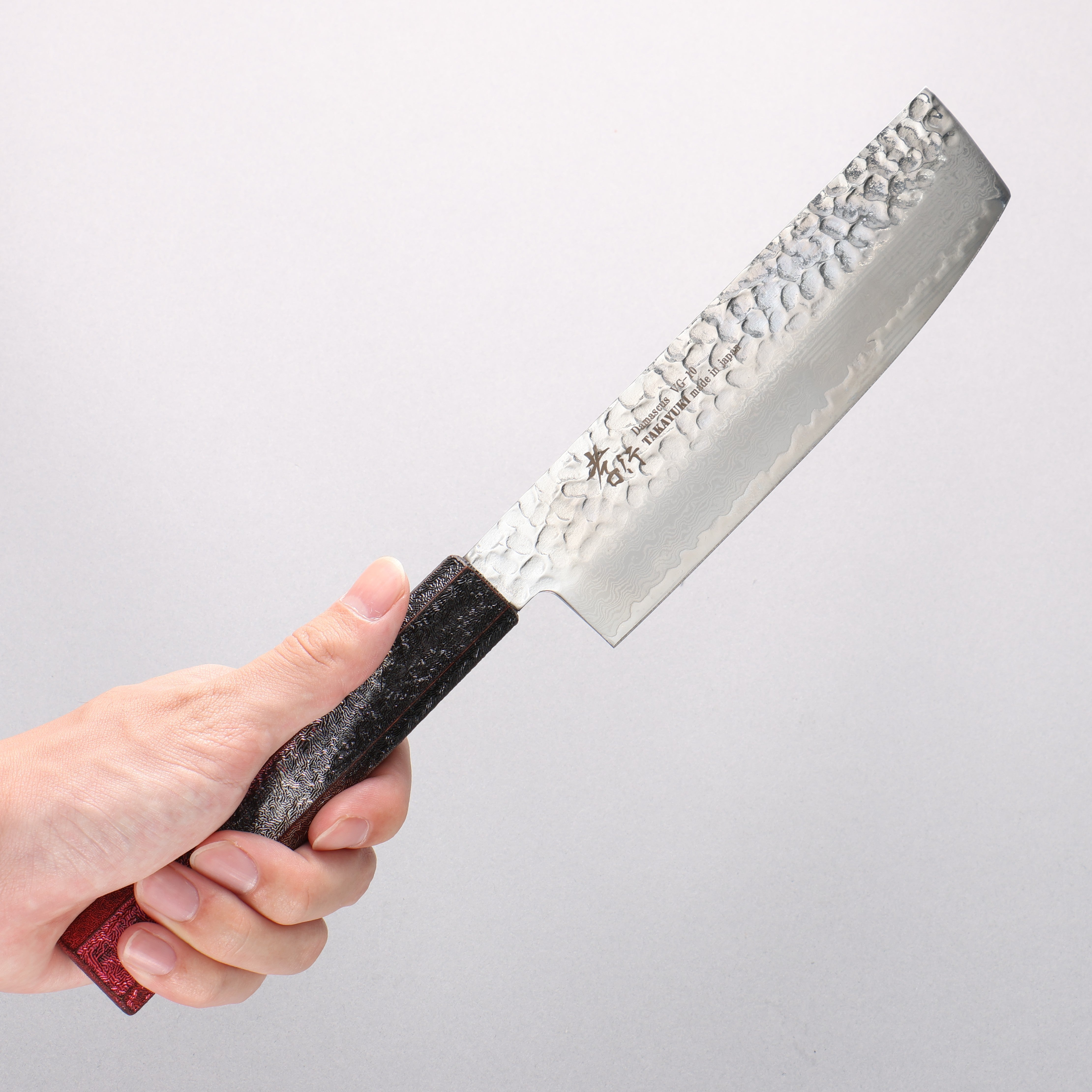 Sakai Takayuki Rinnou VG10 33 Layer Damascus Nakiri160mm Red Lacquered Handle - Seisuke Knife
