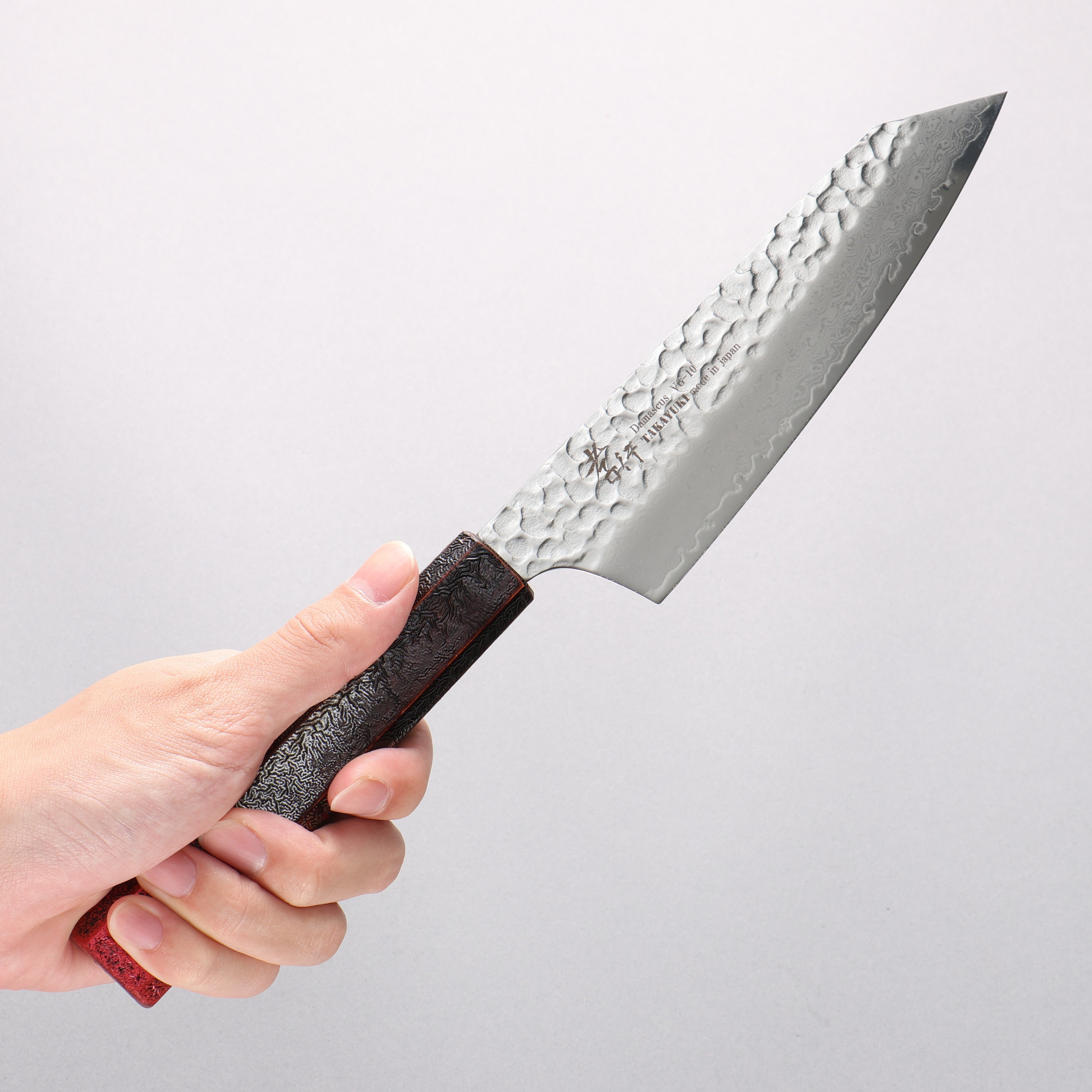 Sakai Takayuki Rinnou VG10 33 Layer Damascus Kengata Santoku160mm Red Lacquered Handle - Seisuke Knife