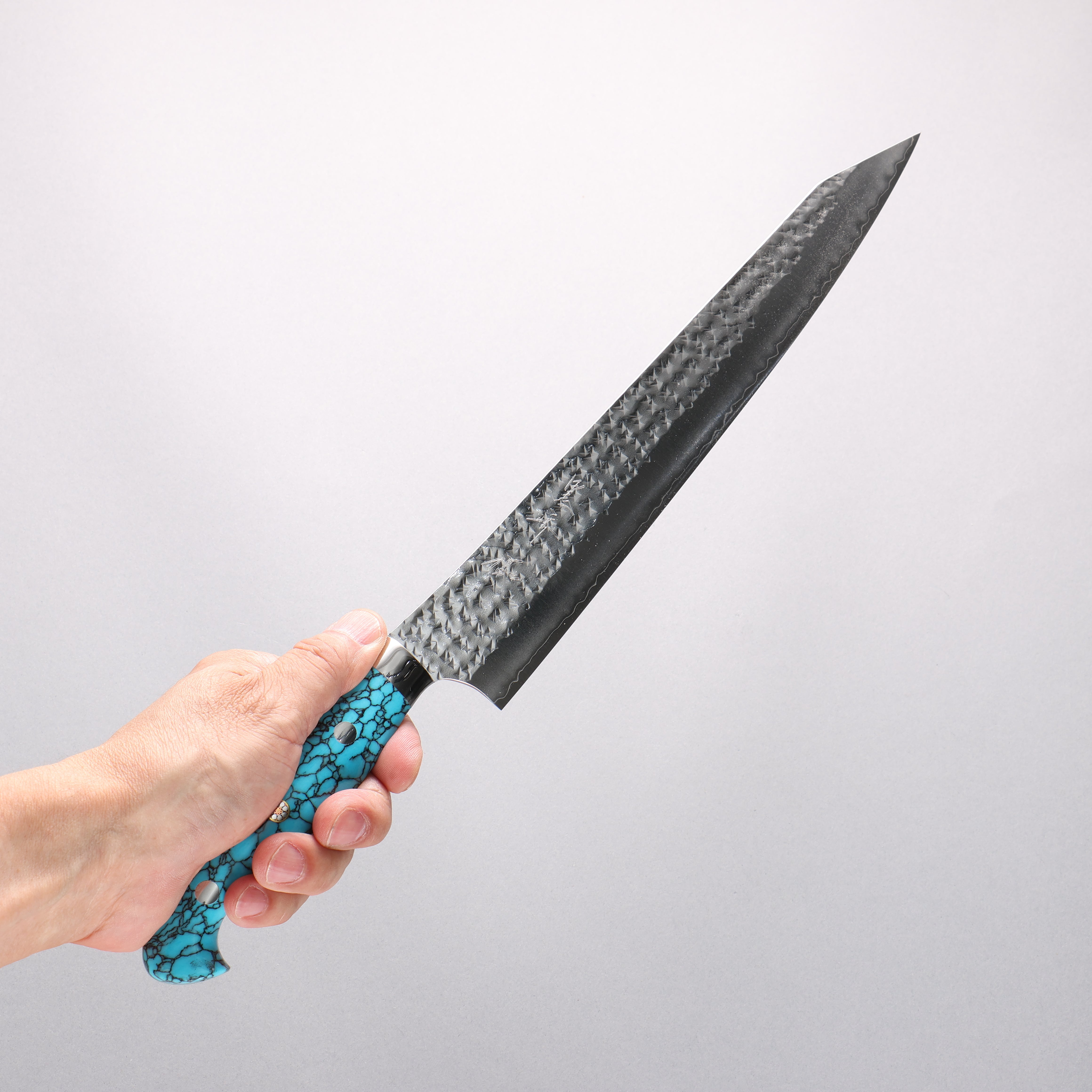 Yu Kurosaki Senko Ei SG2 Hammered Sujihiki 270mm Turquoise Handle with Sheath - Seisuke Knife