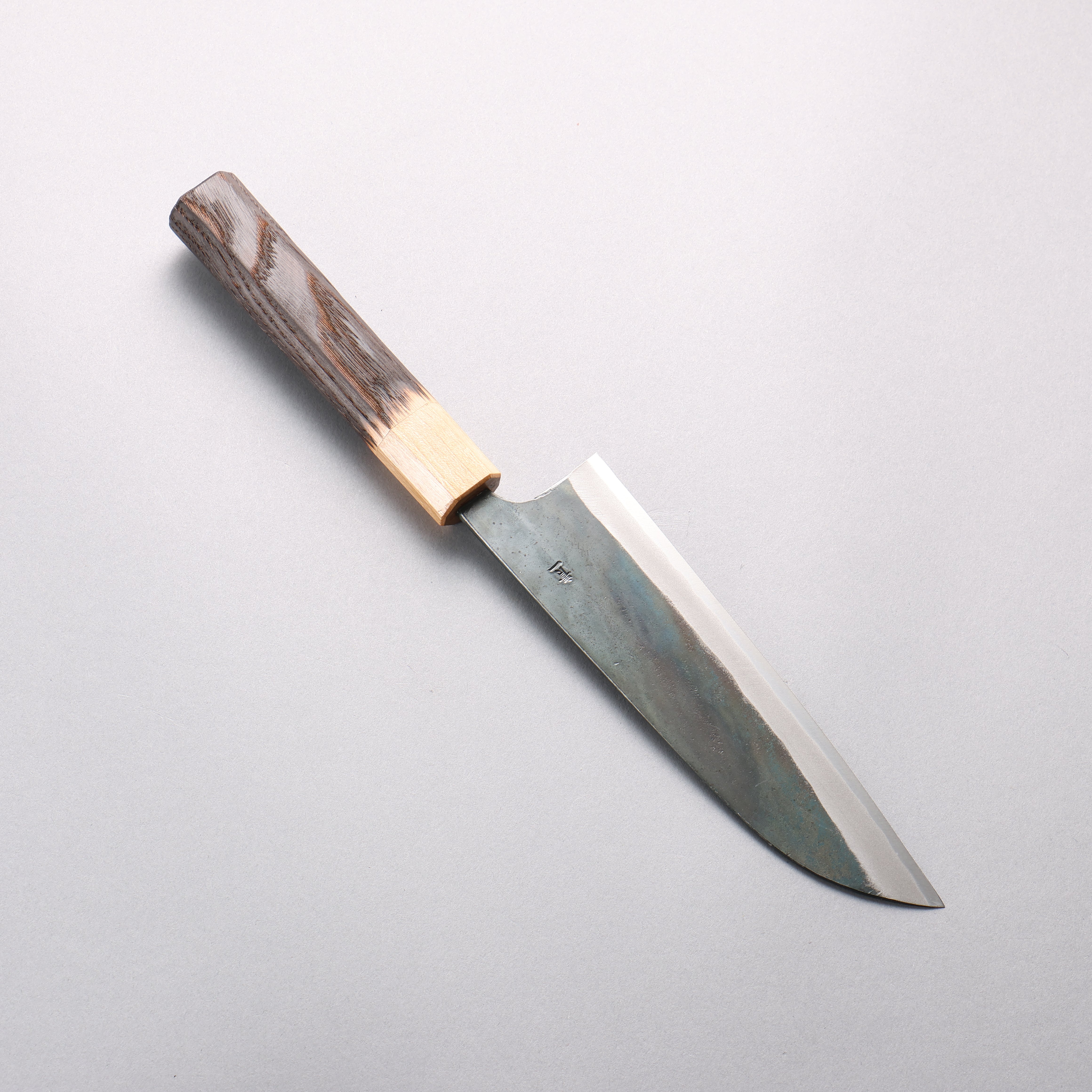 Seisuke Blue Steel No.1 Black Finished Santoku 165mm Burnt Chestnut & Cherry Wood Handle - Seisuke Knife