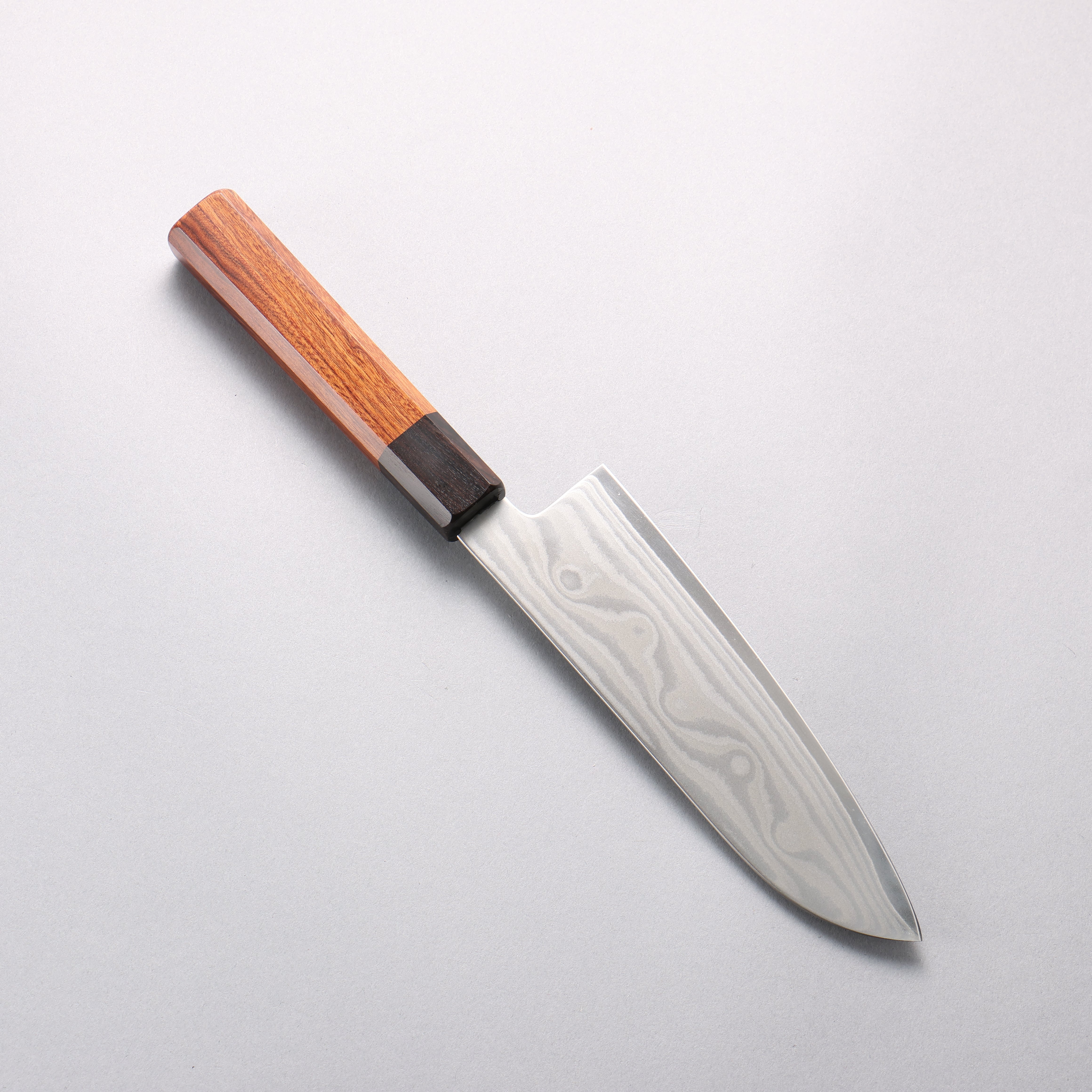 Sakai Takayuki Grand Chef Hamon Böhler SP Steel 45 Layer Damascus Santoku 170mm Rosewood (Ferrule: Black Pakka Wood) Handle - Seisuke Knife