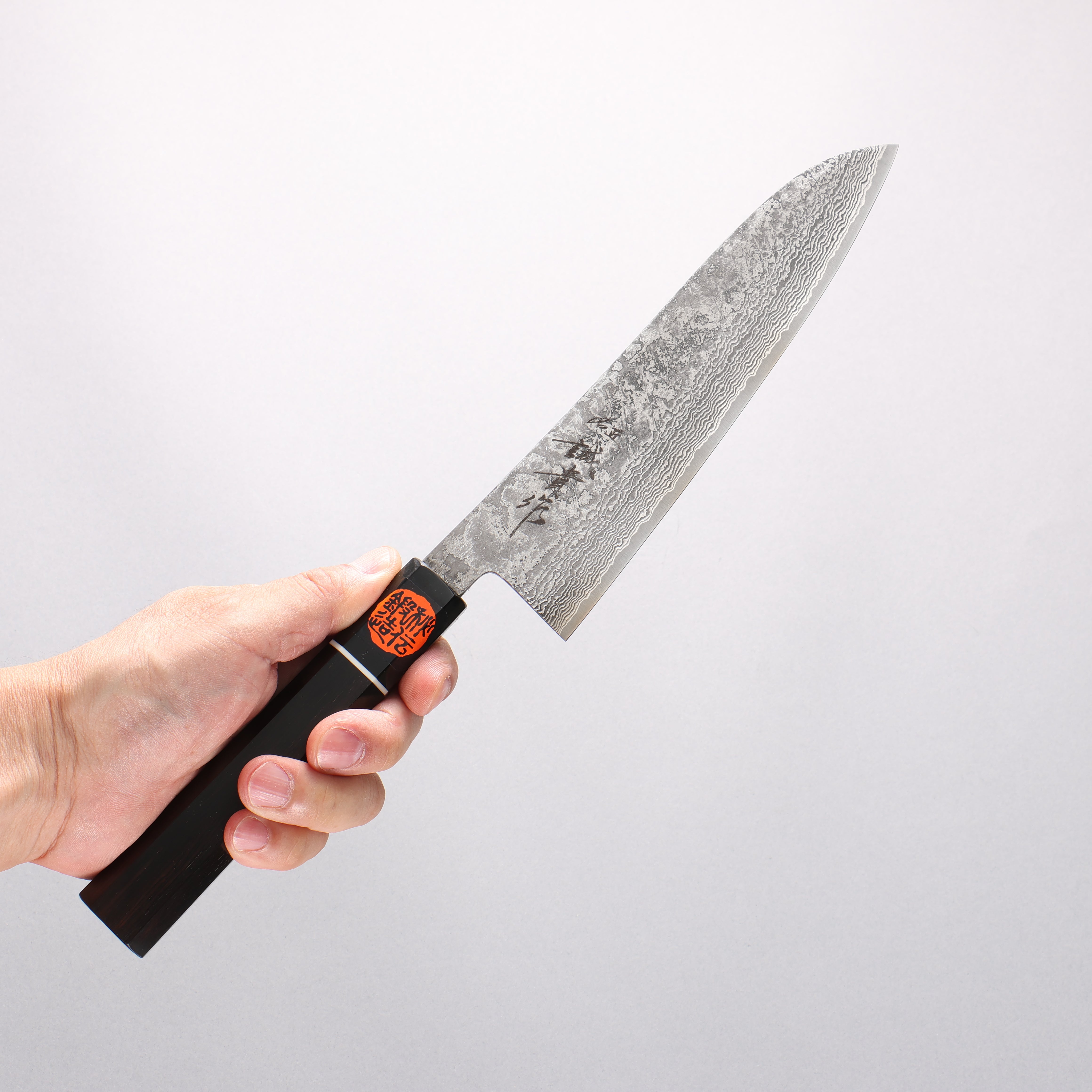 Shigeki Tanaka Habakiri SG2 Damascus Gyuto 180mm Ebony Wood Handle - Seisuke Knife