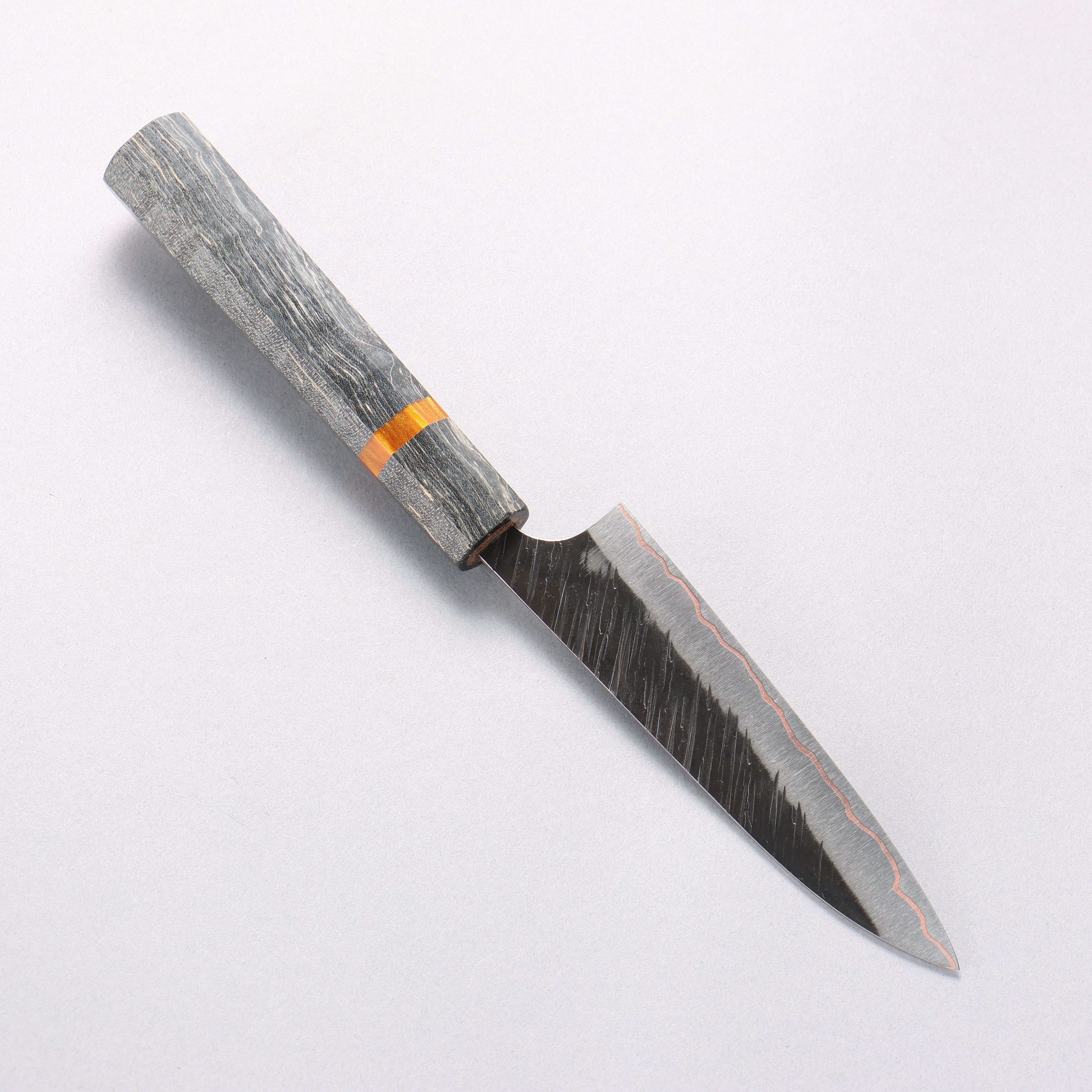 Yu Kurosaki Fujin V-Toku2 Hammered Black Finished Petty-Utility 120mm Stabilized wood (With Acrylic Ring) Handle - Seisuke Knife