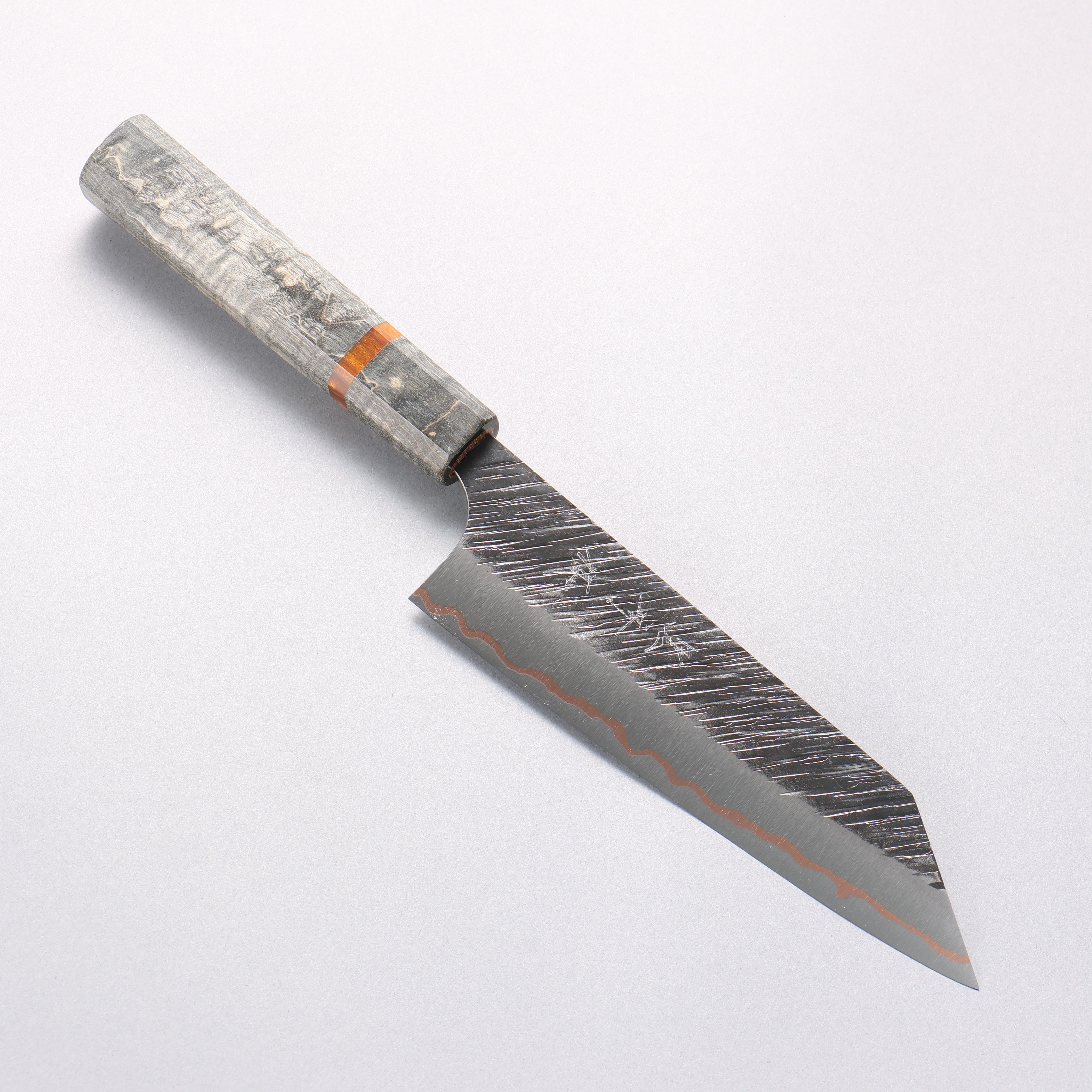 Yu Kurosaki Fujin V-Toku2 Hammered Black Finished Bunka 170mm Stabilized wood (With Acrylic Ring) Handle - Seisuke Knife